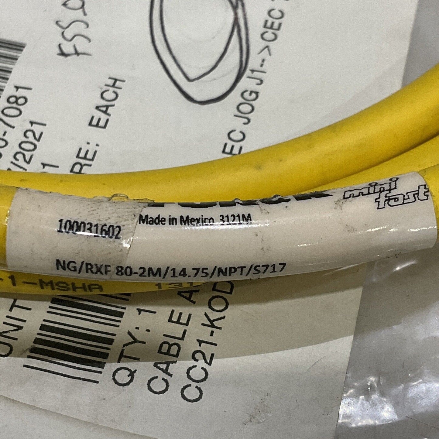 TURCK 100031602 NG RXF 80-2M 14.75 NPT S717 MINI FAST CABLE ASSEMBLY W280 U3S