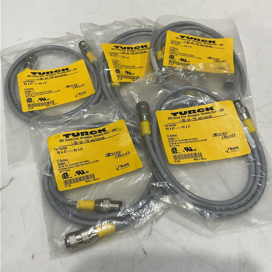 TURCK RK 4.4T-1-RS 4.4T U2444-1 ACTUATOR AND SENSOR CABLE LOT OF 5 U3S