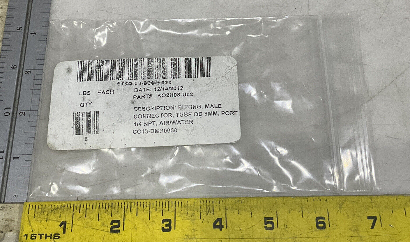 SMC KQ2H08-U02 MALE CONNECTOR FITTING 8MM 1/4 NPT LOT OF 41 U3S