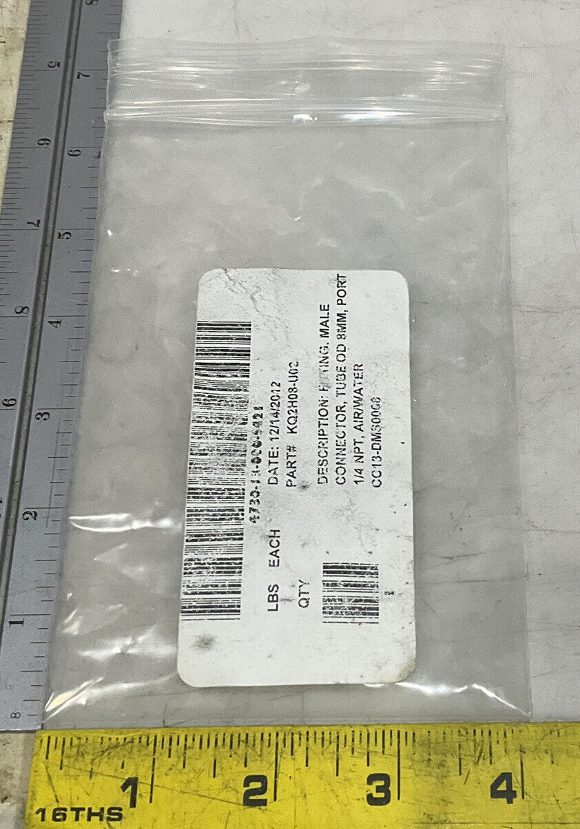 SMC KQ2H08-U02 MALE CONNECTOR FITTING 8MM 1/4 NPT LOT OF 41 U3S