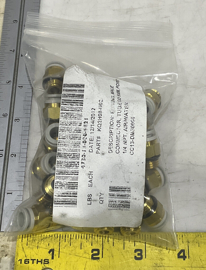SMC KQ2H08-U02 MALE CONNECTOR FITTING 8MM 1/4 NPT LOT OF 41 U3S