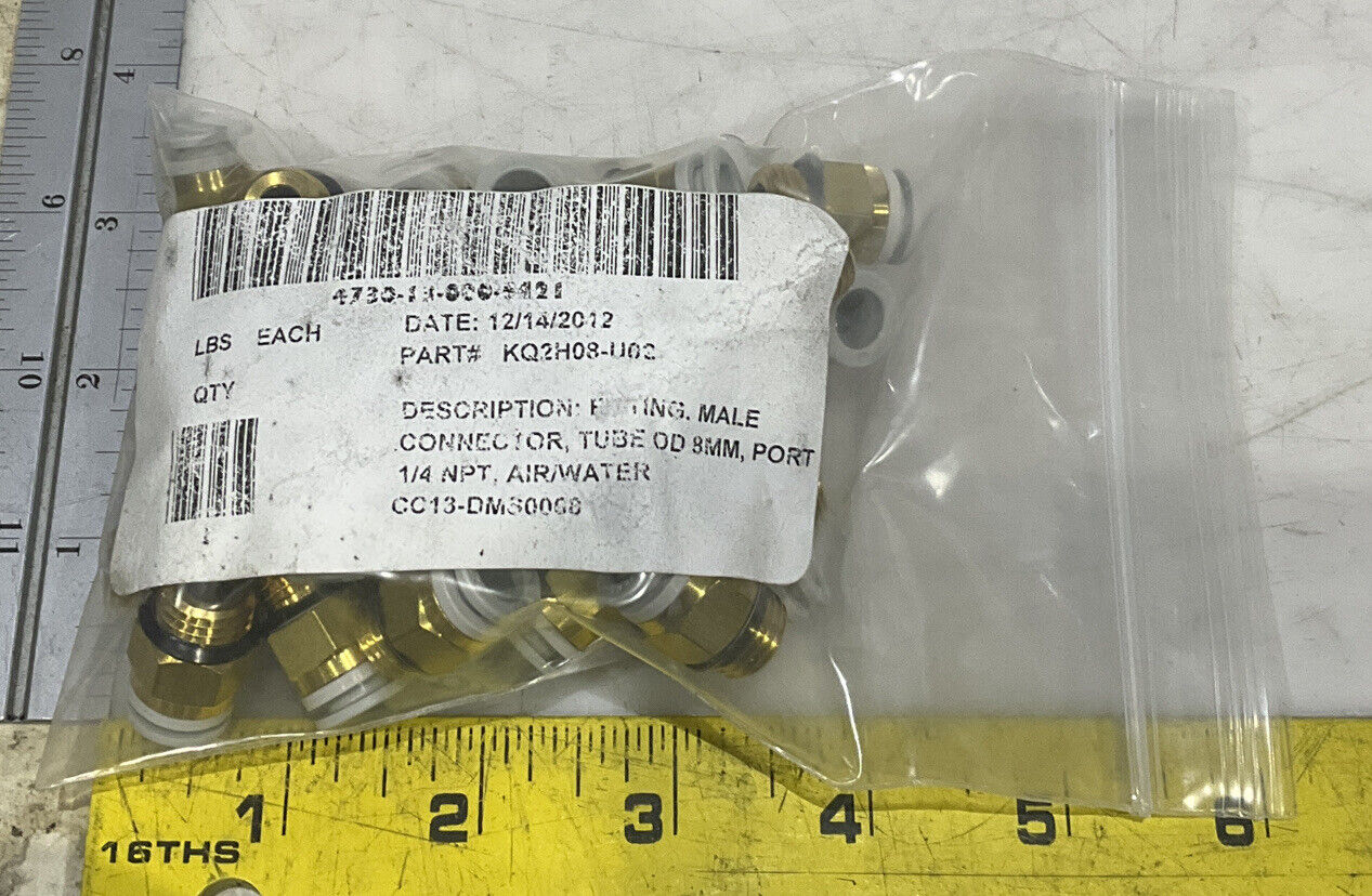 SMC KQ2H08-U02 MALE CONNECTOR FITTING 8MM 1/4 NPT LOT OF 41 U3S