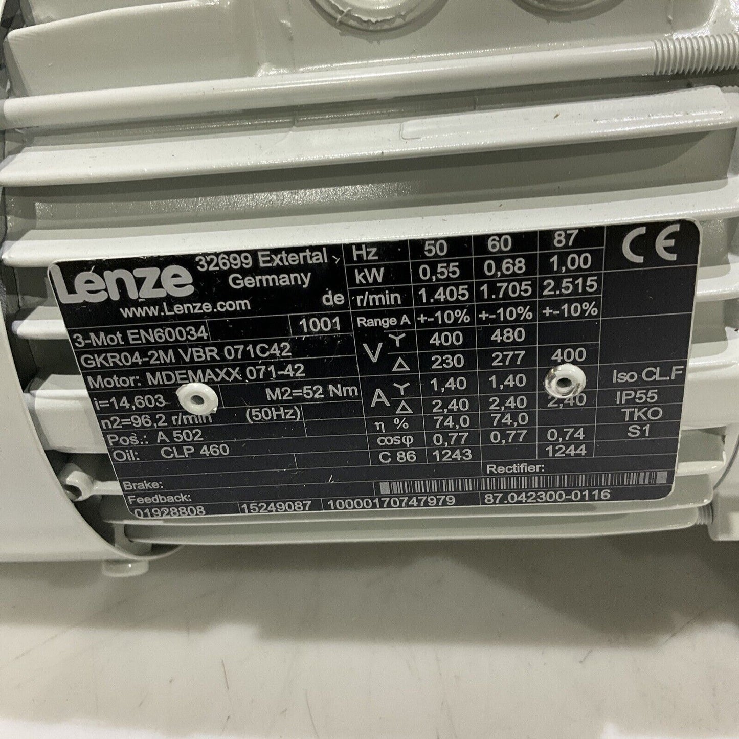 LENZE GKR04-2M VBR 071C42 MDEMAXX 072-42 GEARBOX MOTOR U3S