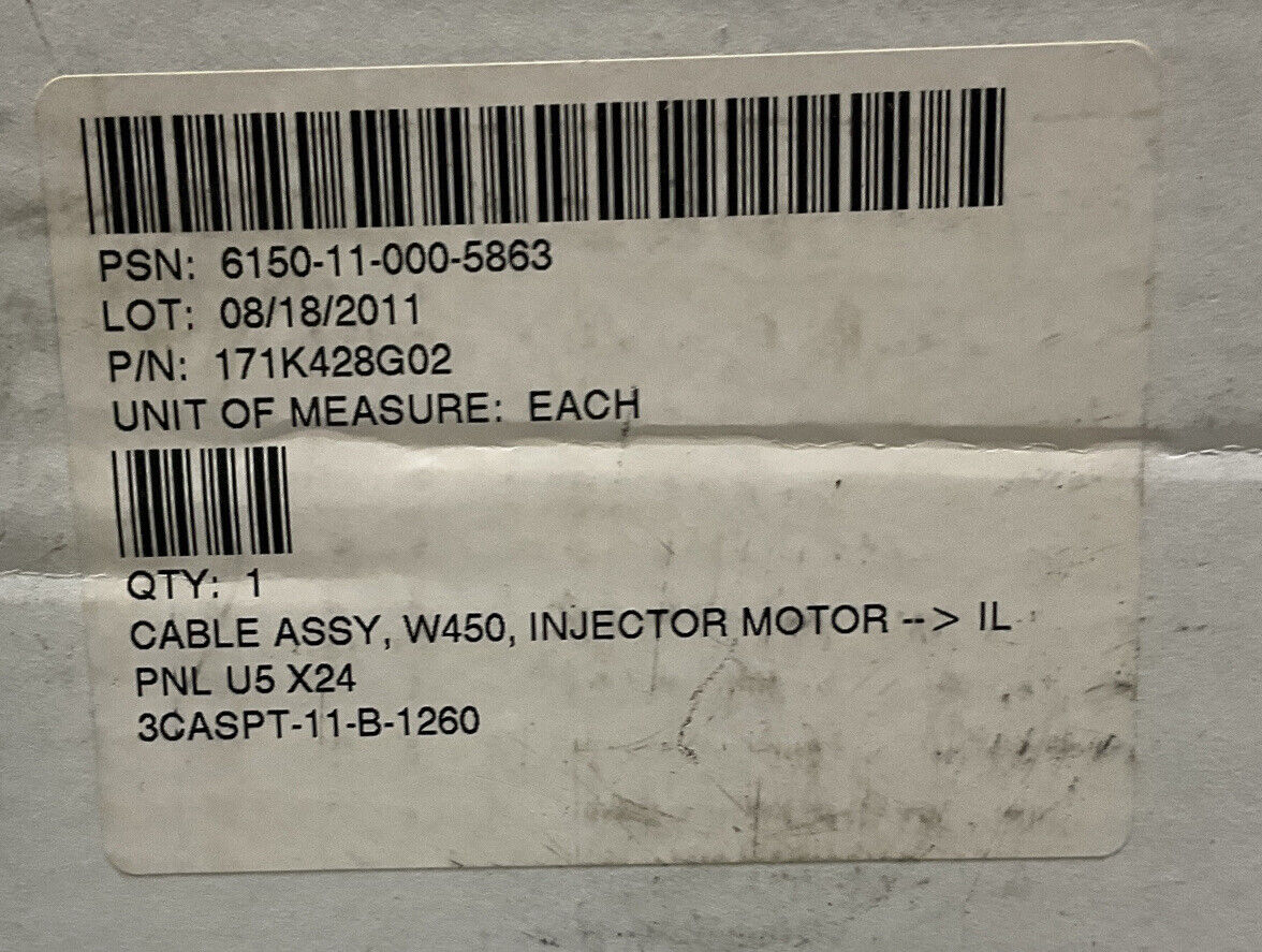 LENZE 13227508 W450 PNL U5 X24 INJECTOR MOTOR CABLE ASSEMBLY U3S