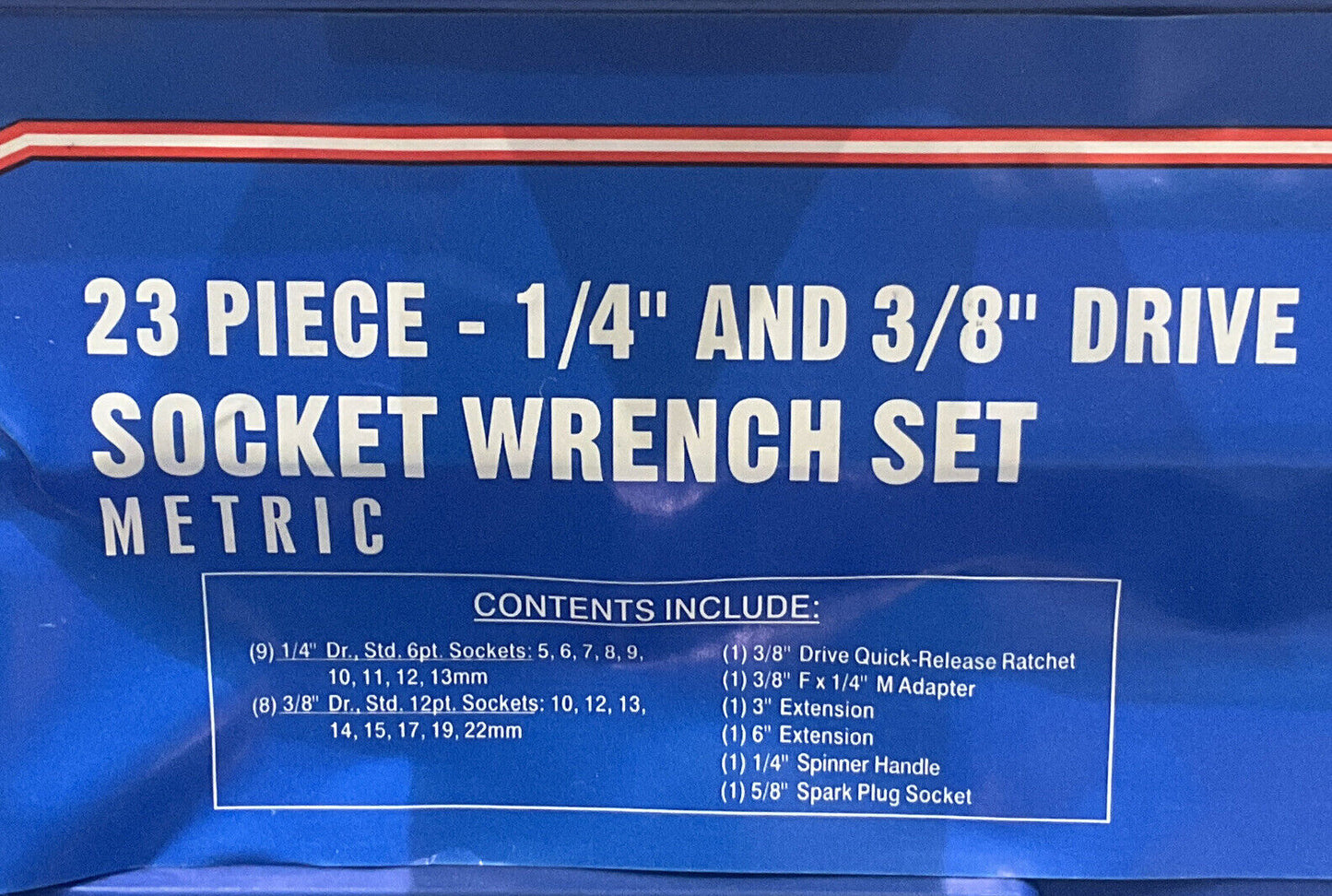 WESTWARD 4PM02A 22 PIECE 1/4” & 3/8” METRIC DRIVE SOCKET WRENCH SET INCOMPLE U3S