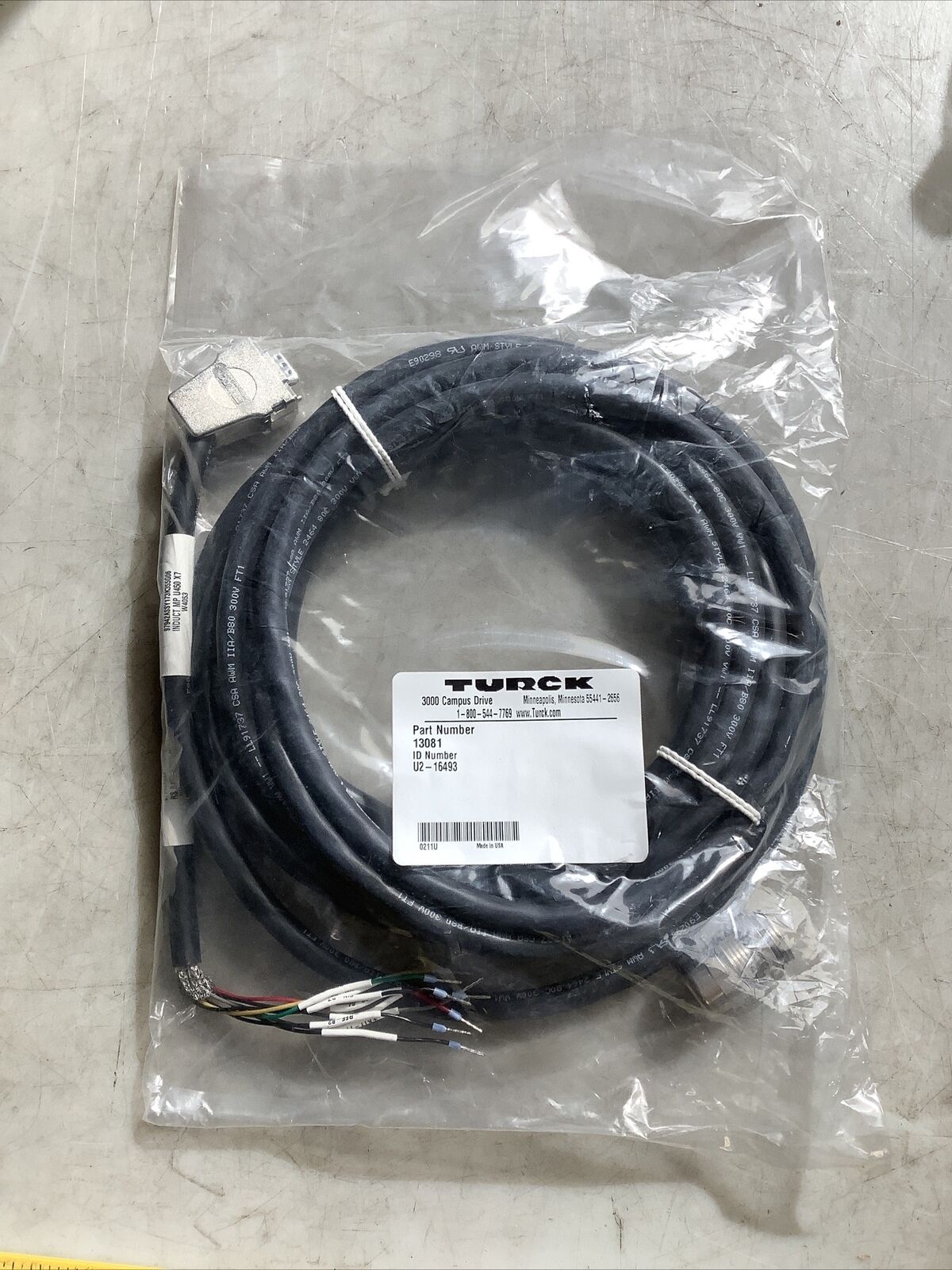 TURCK 13081 U2-16493 CABLE ASSEMBLY U3S