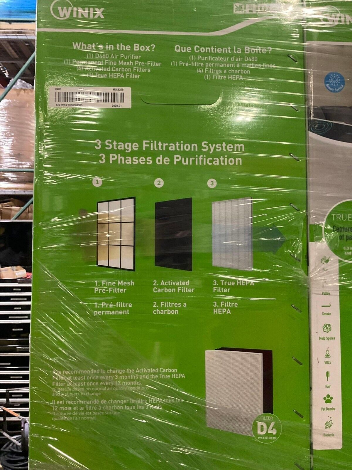 WINIX D480 TRUE HEPA AIR PURIFIERS XL 480 SQ FT.
