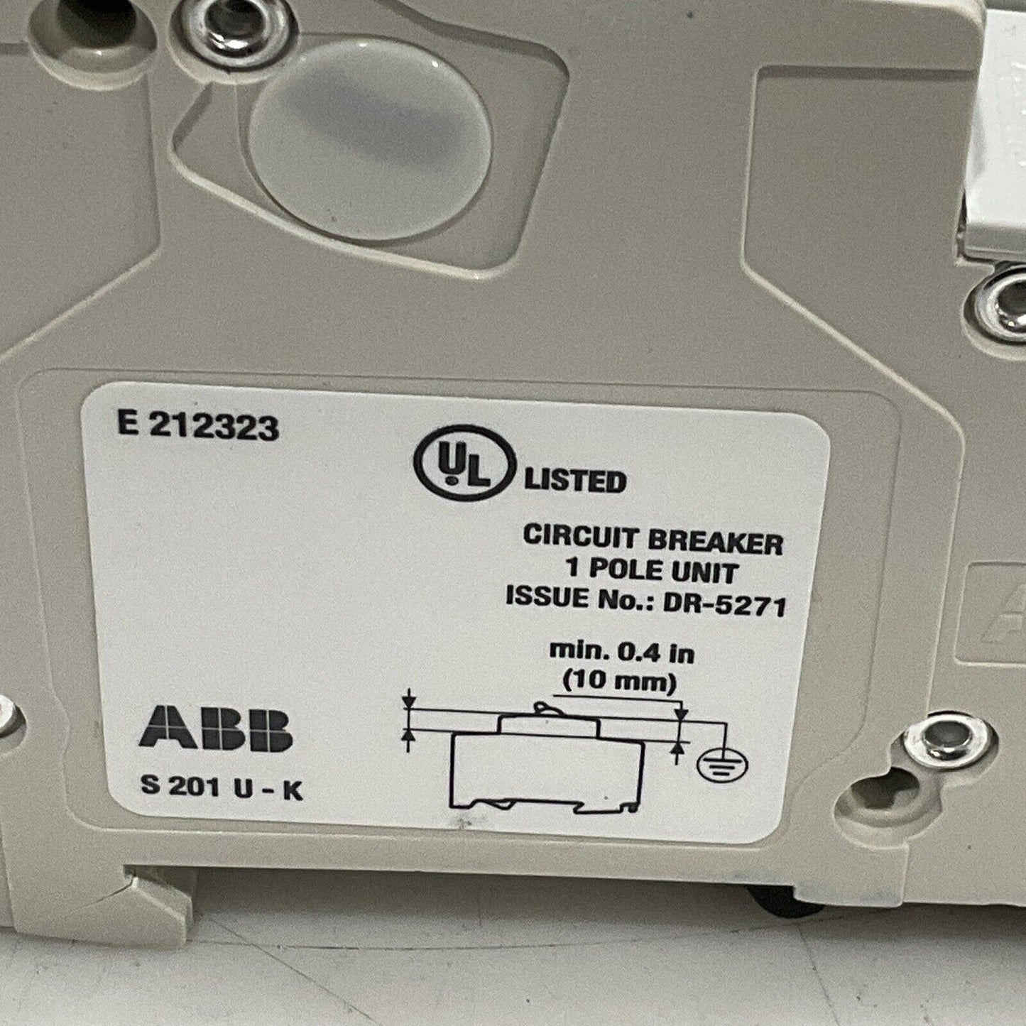 ABB S 201 U K 20 A MINI CIRCUIT BREAKERS 240V 50/60HZ  1 POLE LOT OF 4 U3S