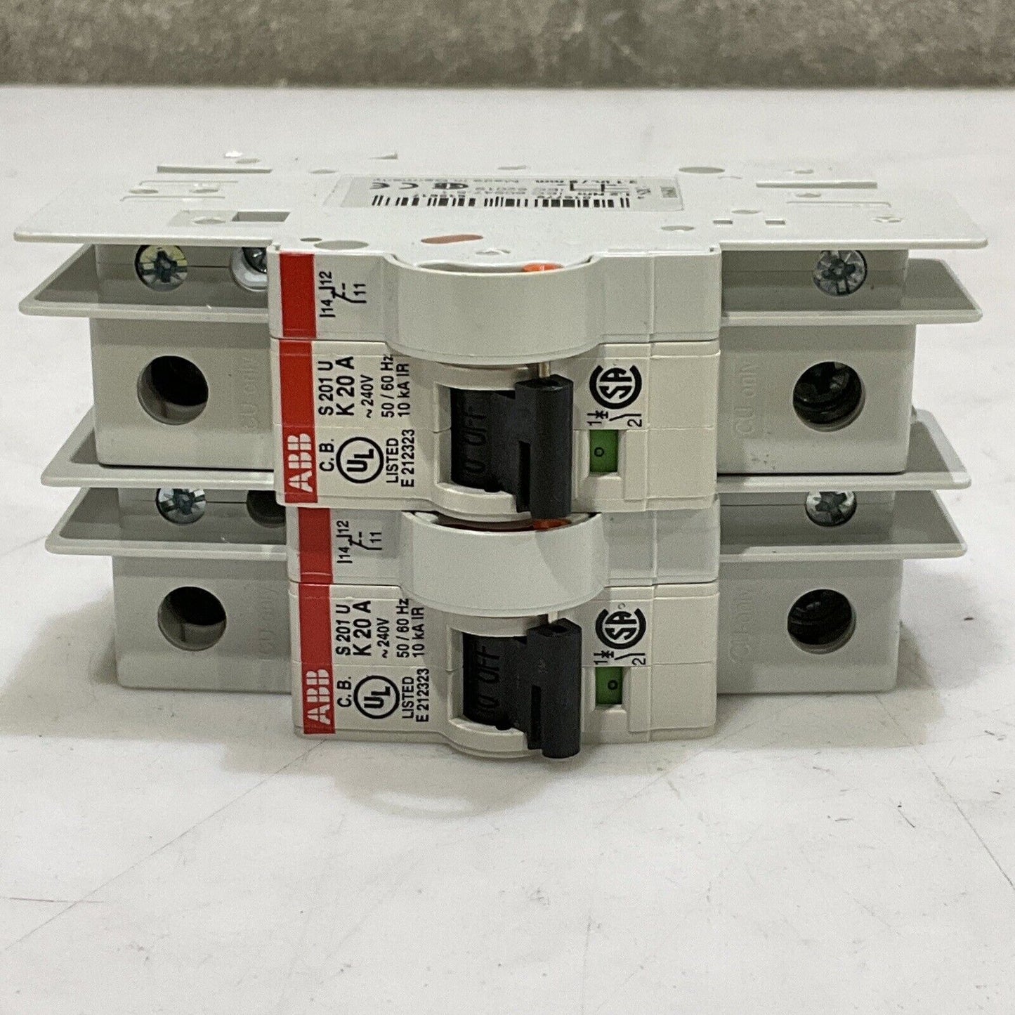 ABB S 201 U K 20 A MINI CIRCUIT BREAKERS 240V 50/60HZ  1 POLE LOT OF 4 U3S