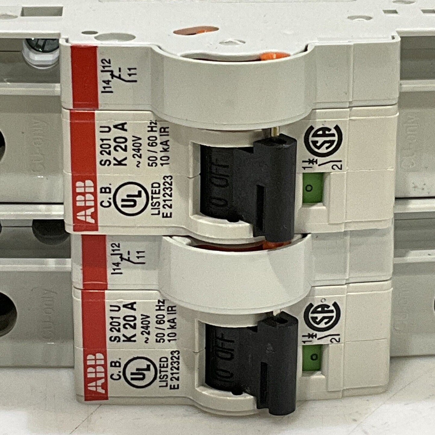 ABB S 201 U K 20 A MINI CIRCUIT BREAKERS 240V 50/60HZ  1 POLE LOT OF 4 U3S
