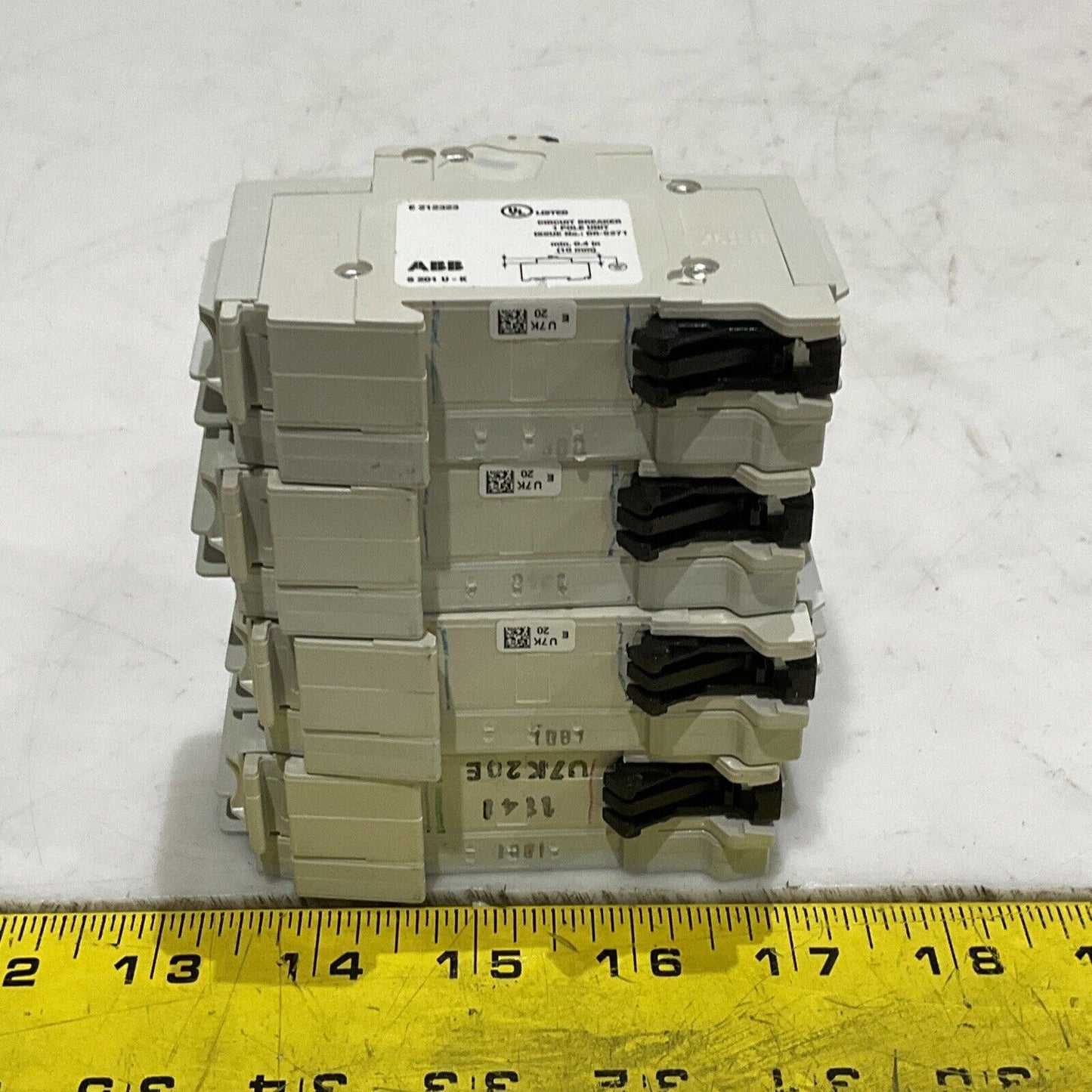 ABB S 201 U K 20 A MINI CIRCUIT BREAKERS 240V 50/60HZ  1 POLE LOT OF 4 U3S