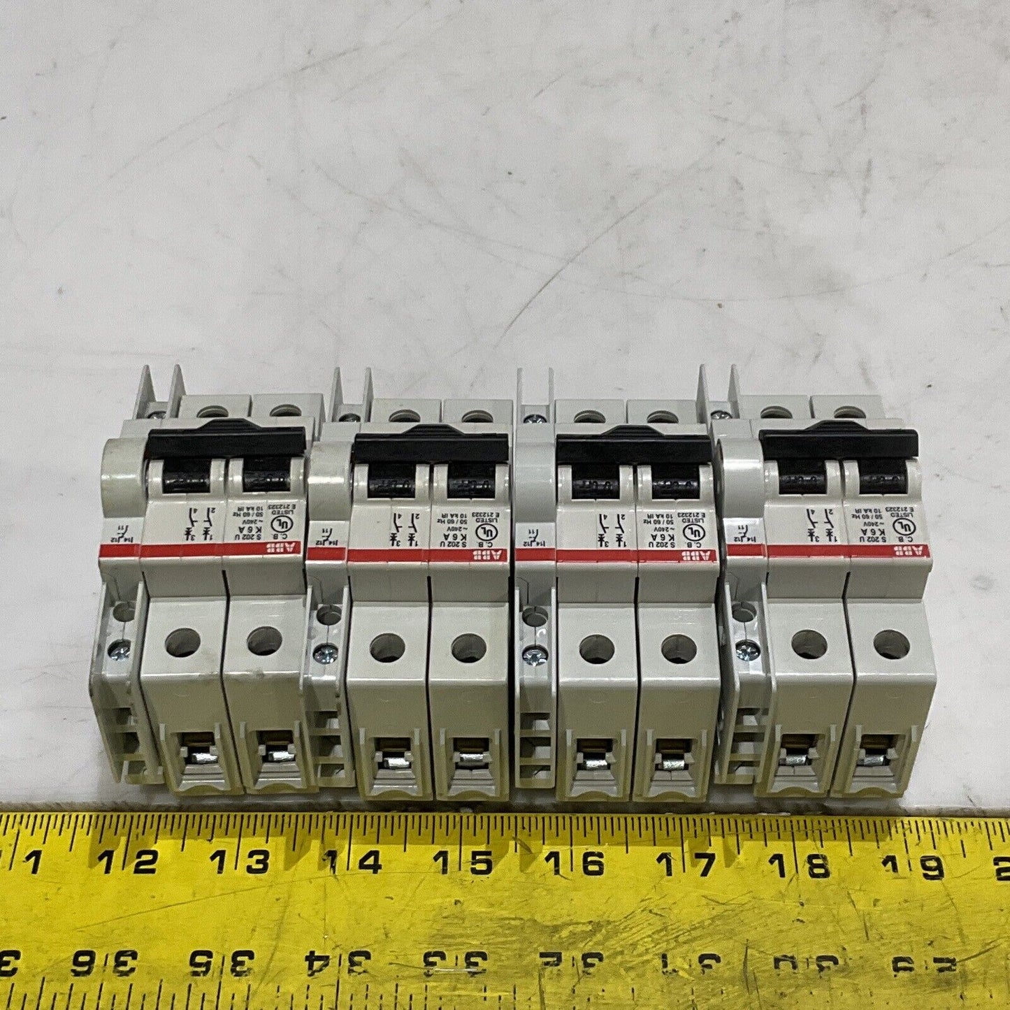 ABB S 202 U K 6 A CIRCUIT BREAKER 240 V 50/60HZ 2 POLE LOT OF 4 U3S