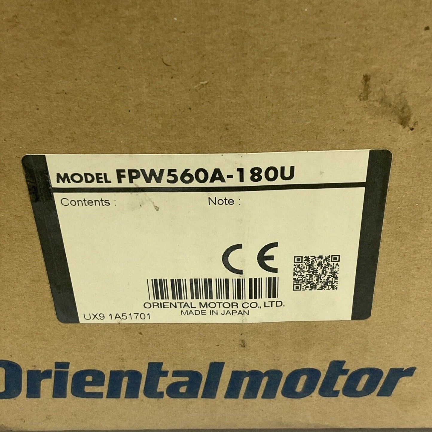 ORIENTAL MOTOR FPW560A-180 U WATER TIGHT MOTOR U4M