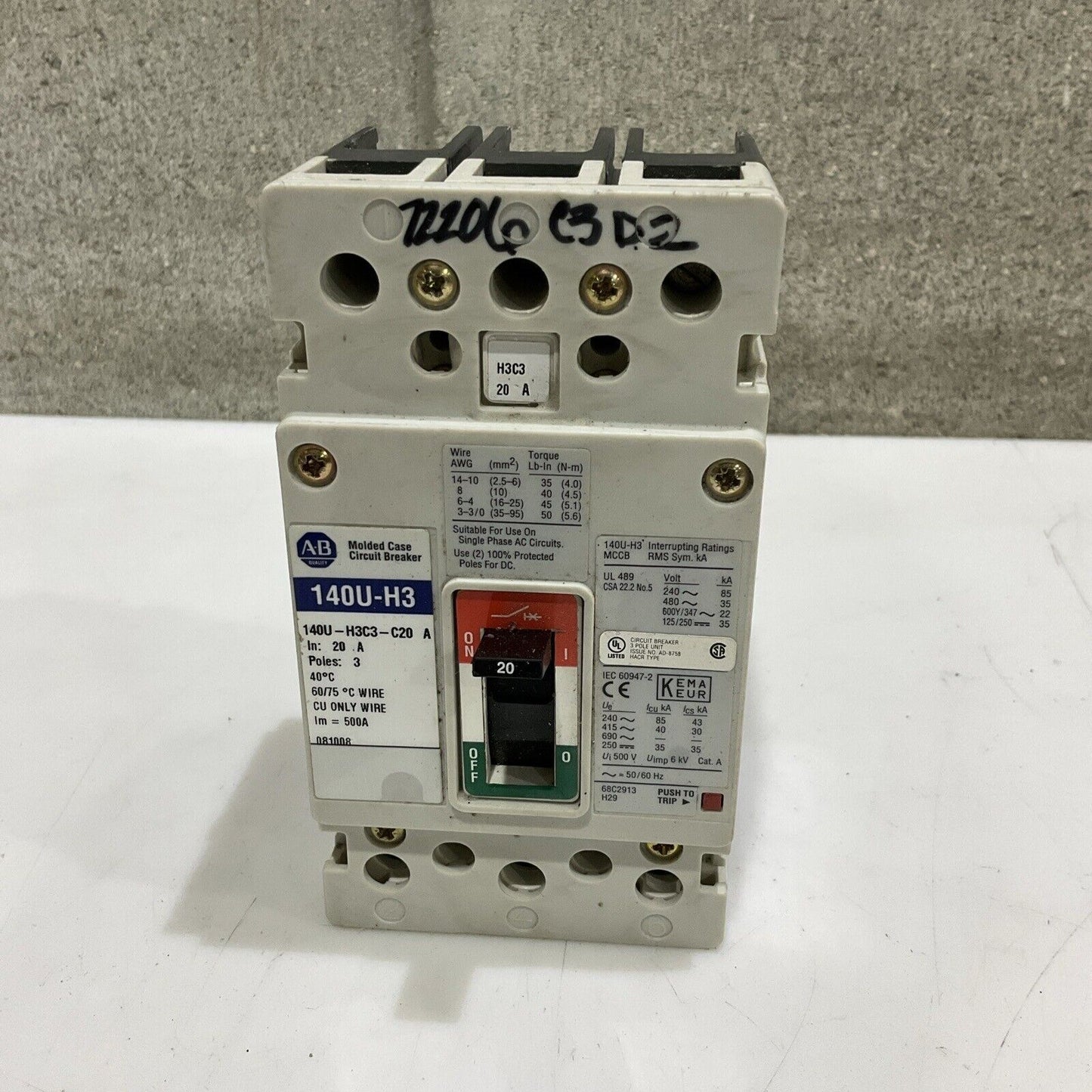 スクランブルギャザー アレンビー ALLENBY U-140 Allen Bradley 140U-G1 Circuit Breaker
