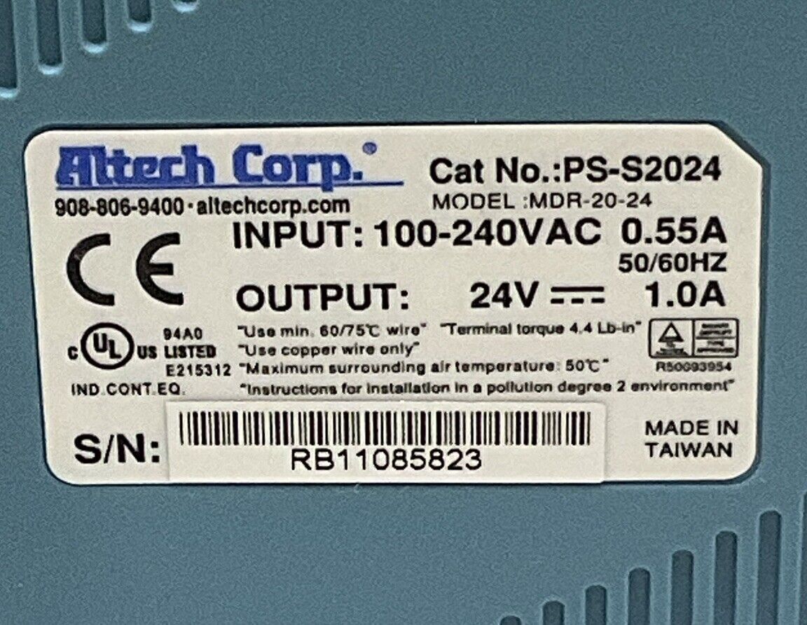 ALTECH CORP PS-S2024 POWER SUPPLY 100-240VAC 50/60 HZ U3S