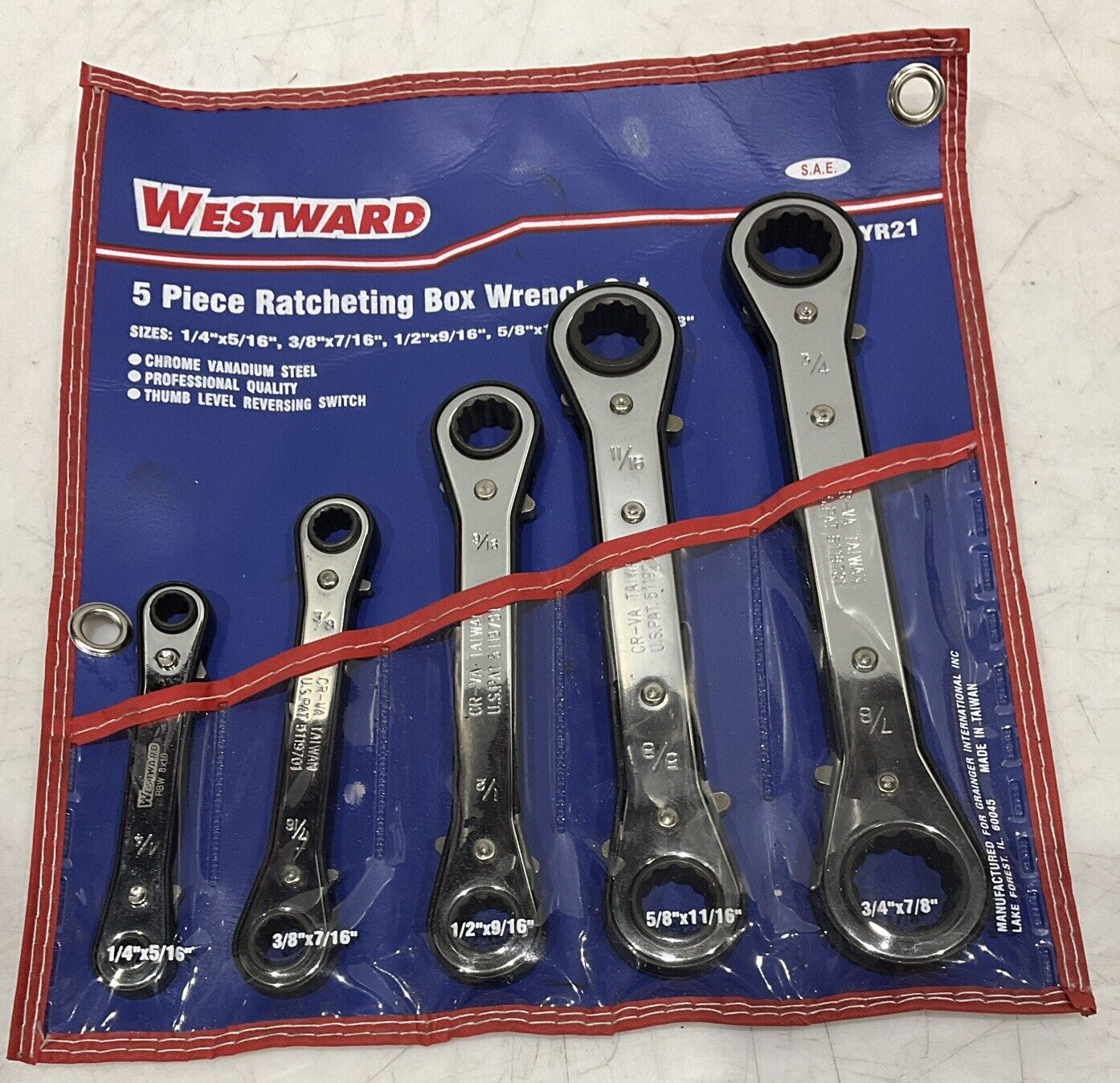 WESTWARD 4YR21 5 PIECE RATCHETING BOX WRENCH SET 554