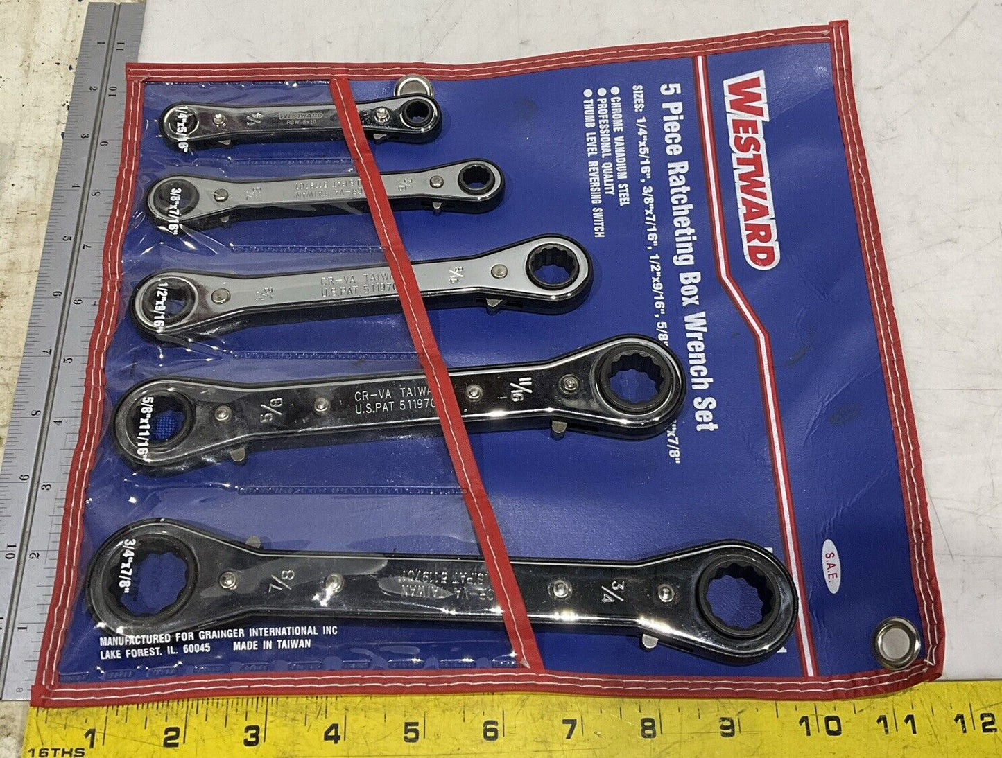 WESTWARD 4YR21 5 PIECE RATCHETING BOX WRENCH SET 554