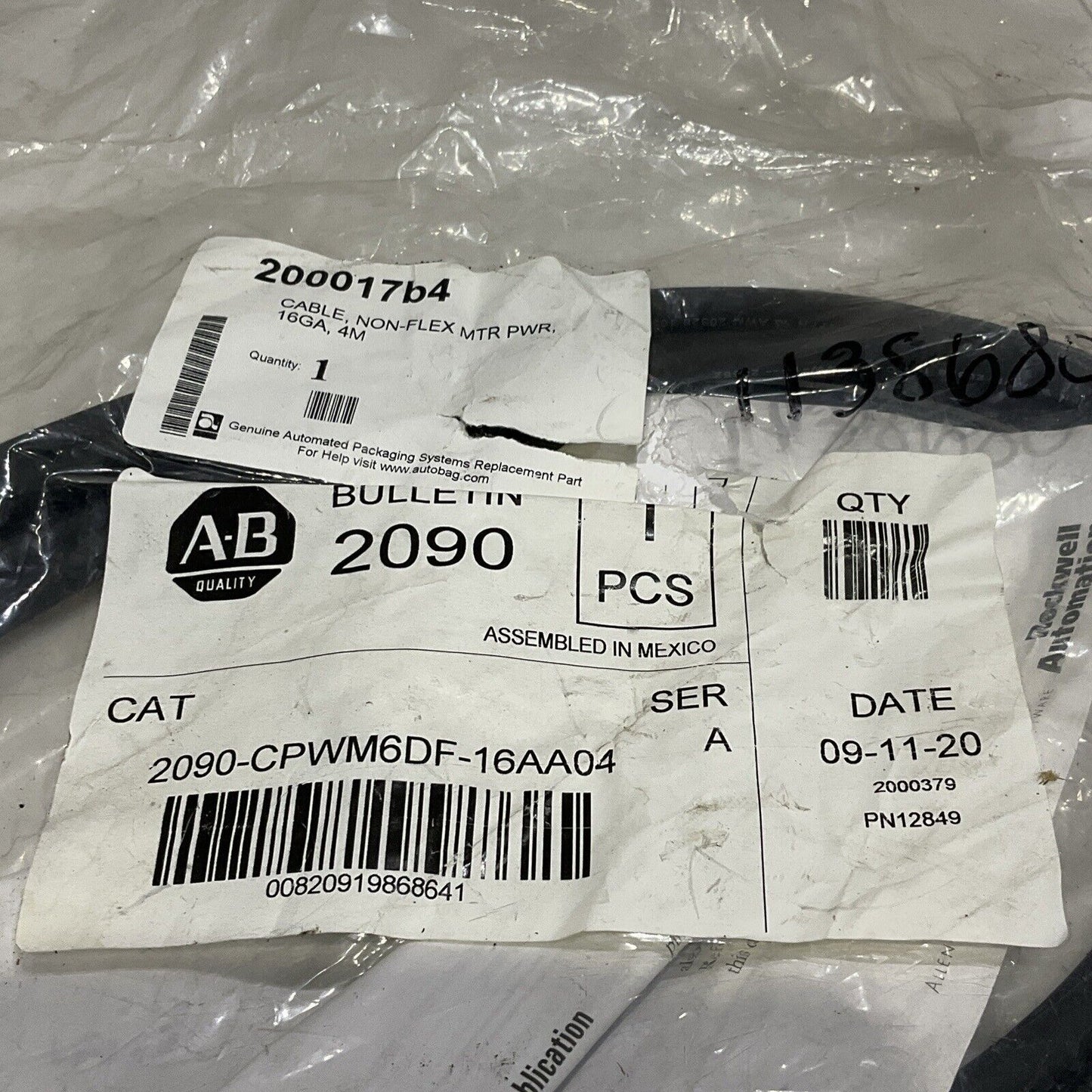 AB ALLEN BRADLEY 2090-CPWM6DF-16AA04 NON-FLEX CABLE 16 GA U4M