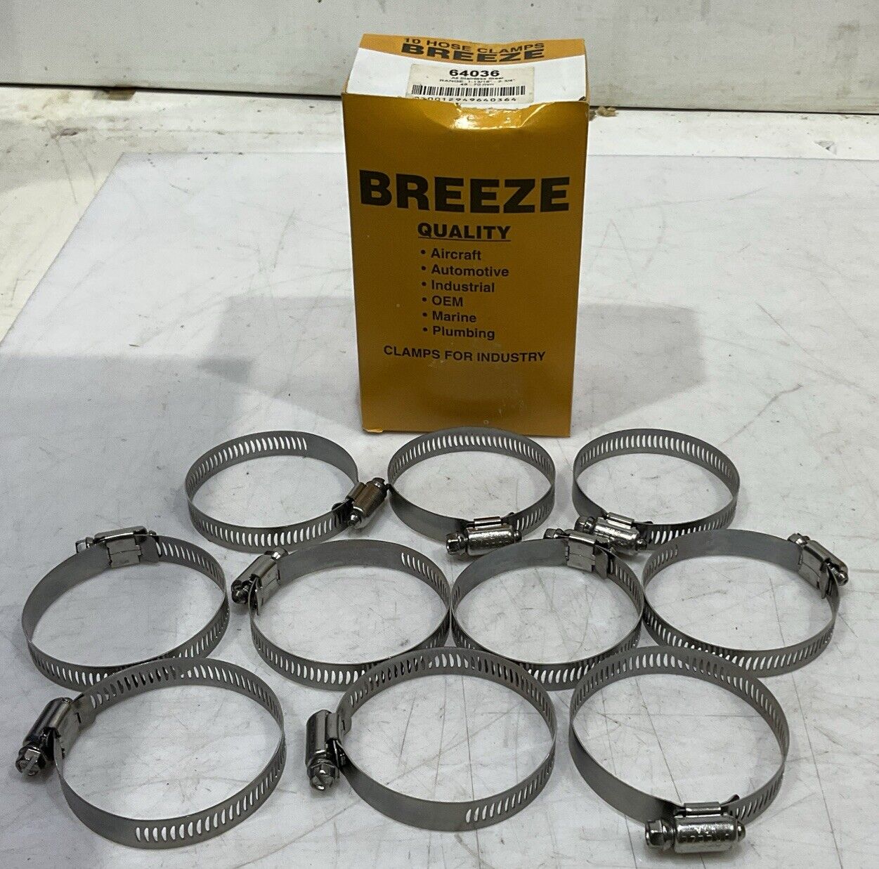 BREEZE 64036 10 HOSE CLAMPS LOT OF 4 554