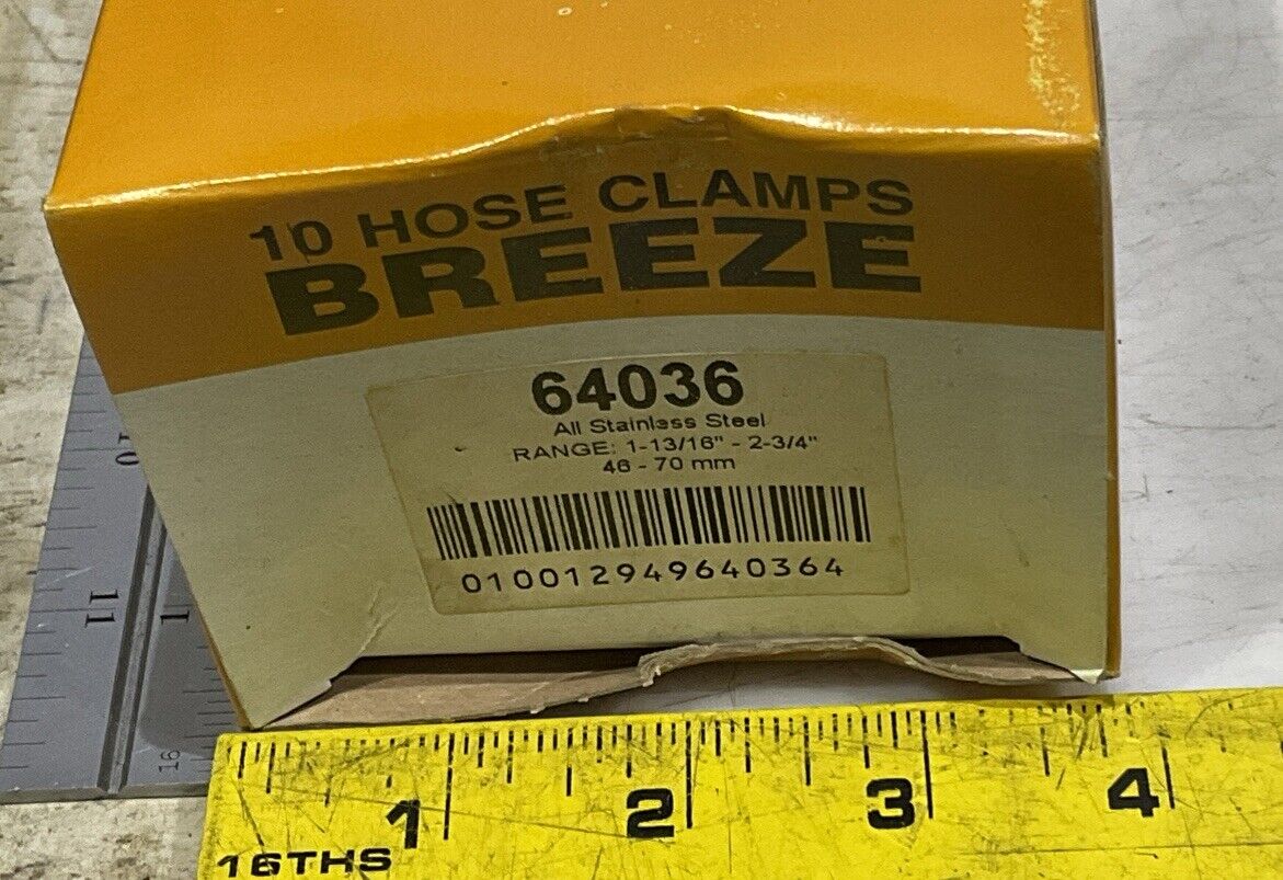 BREEZE 64036 10 HOSE CLAMPS LOT OF 4 554