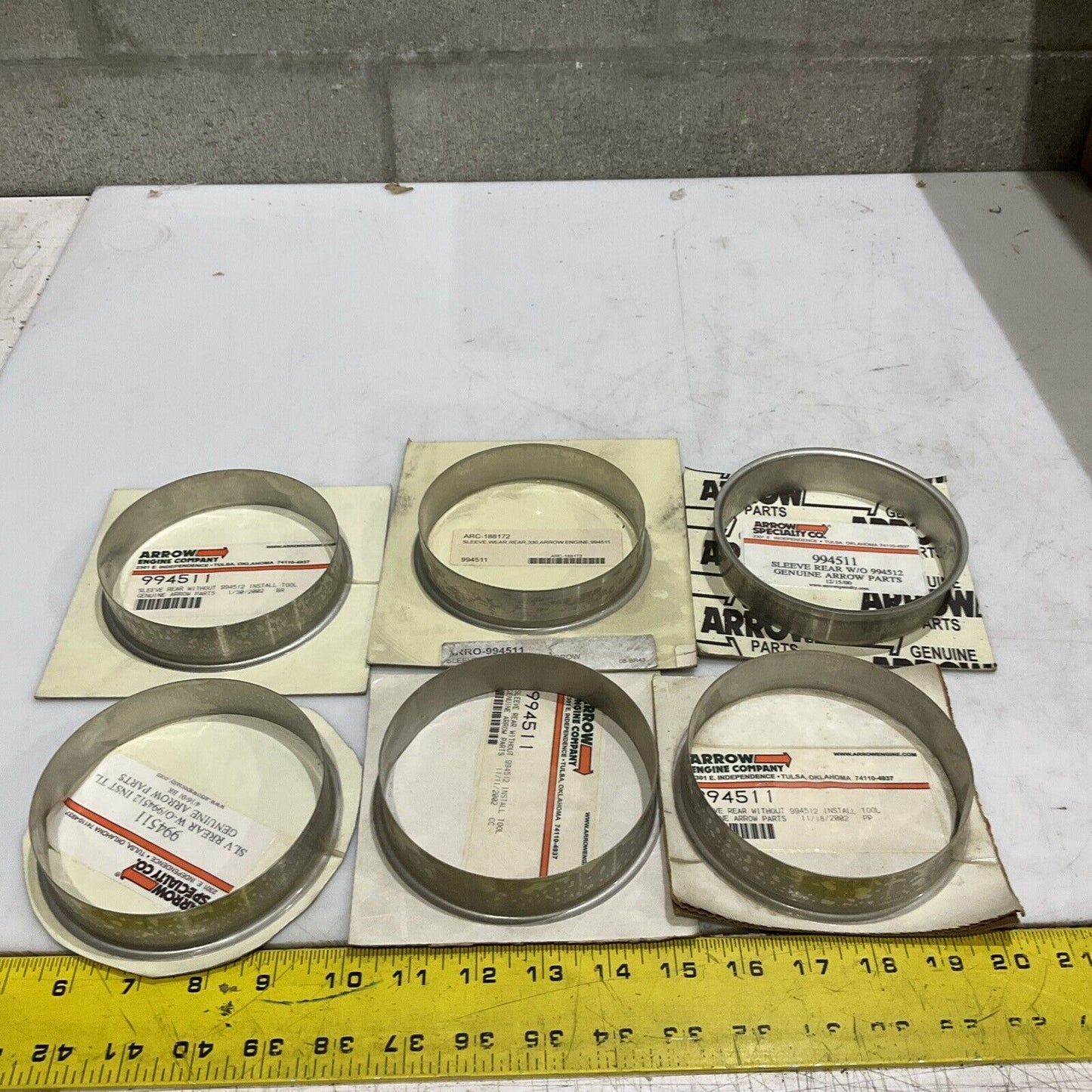 ARROW ENGINE CO. 994511 REAR WEAR SLEEVE 330 LOT OF 6 U4M