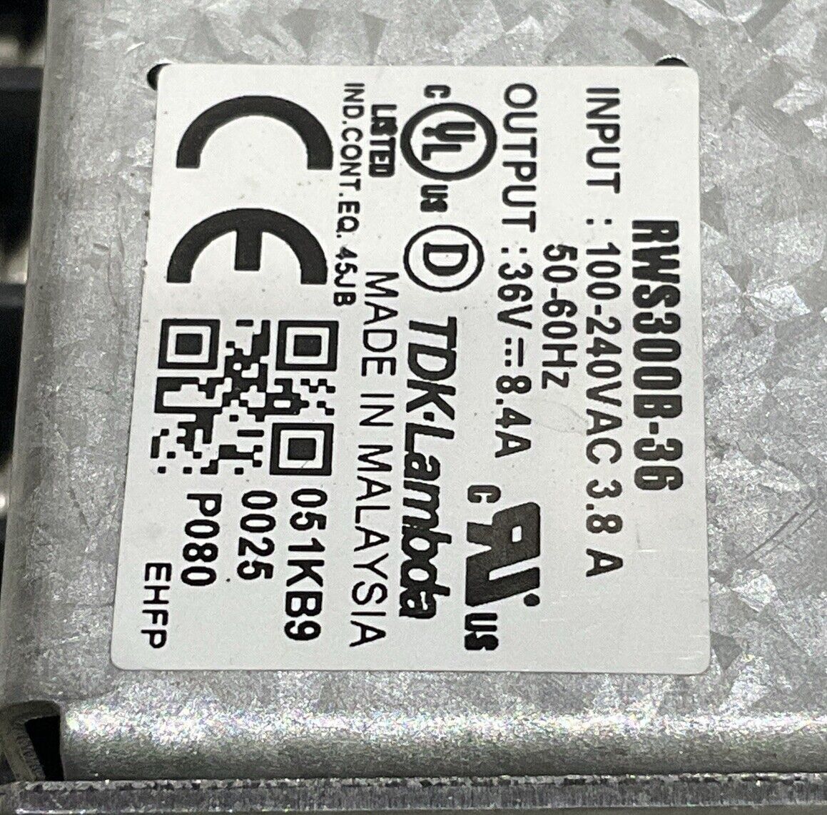 TDK LAMBDA RWS300B-36 240V 60HZ EHFP SWITCHING POWER SUPPLY AC/DC CONVERTER U4M