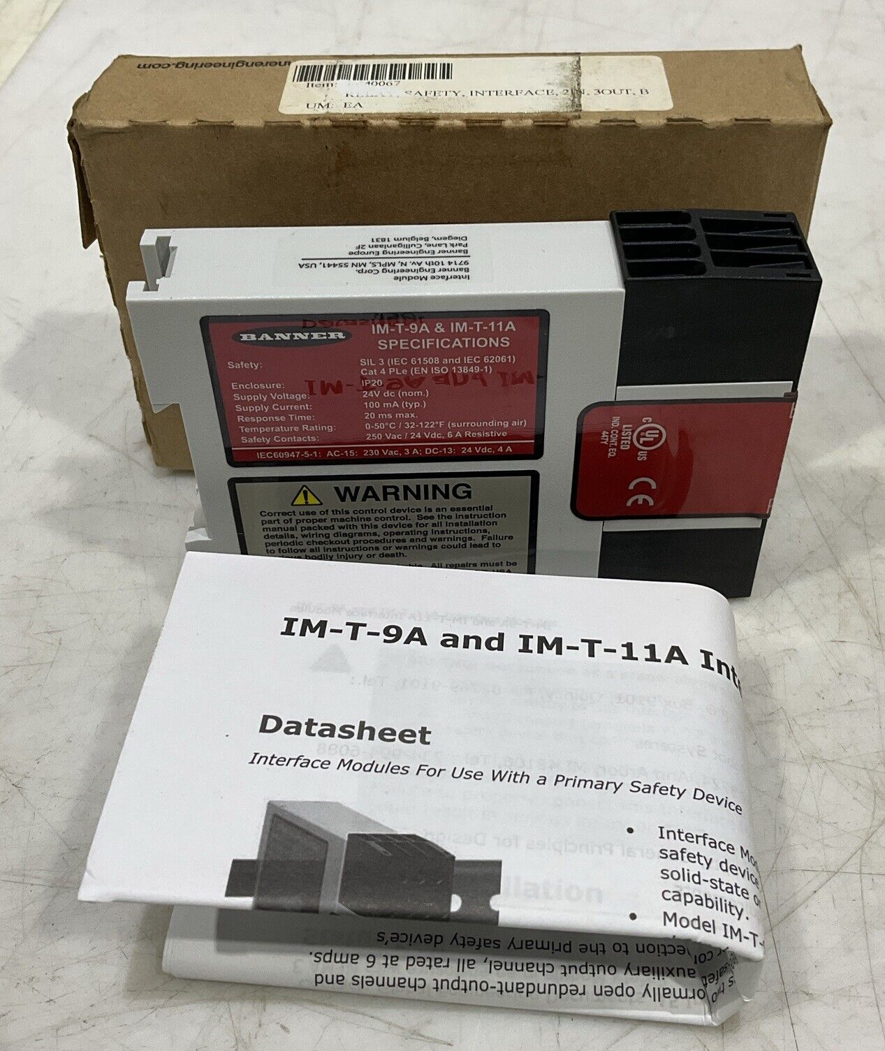 BANNER IM-T-9A 61425 LIGHT CURTAIN SAFETY RELAY MODULE U4M