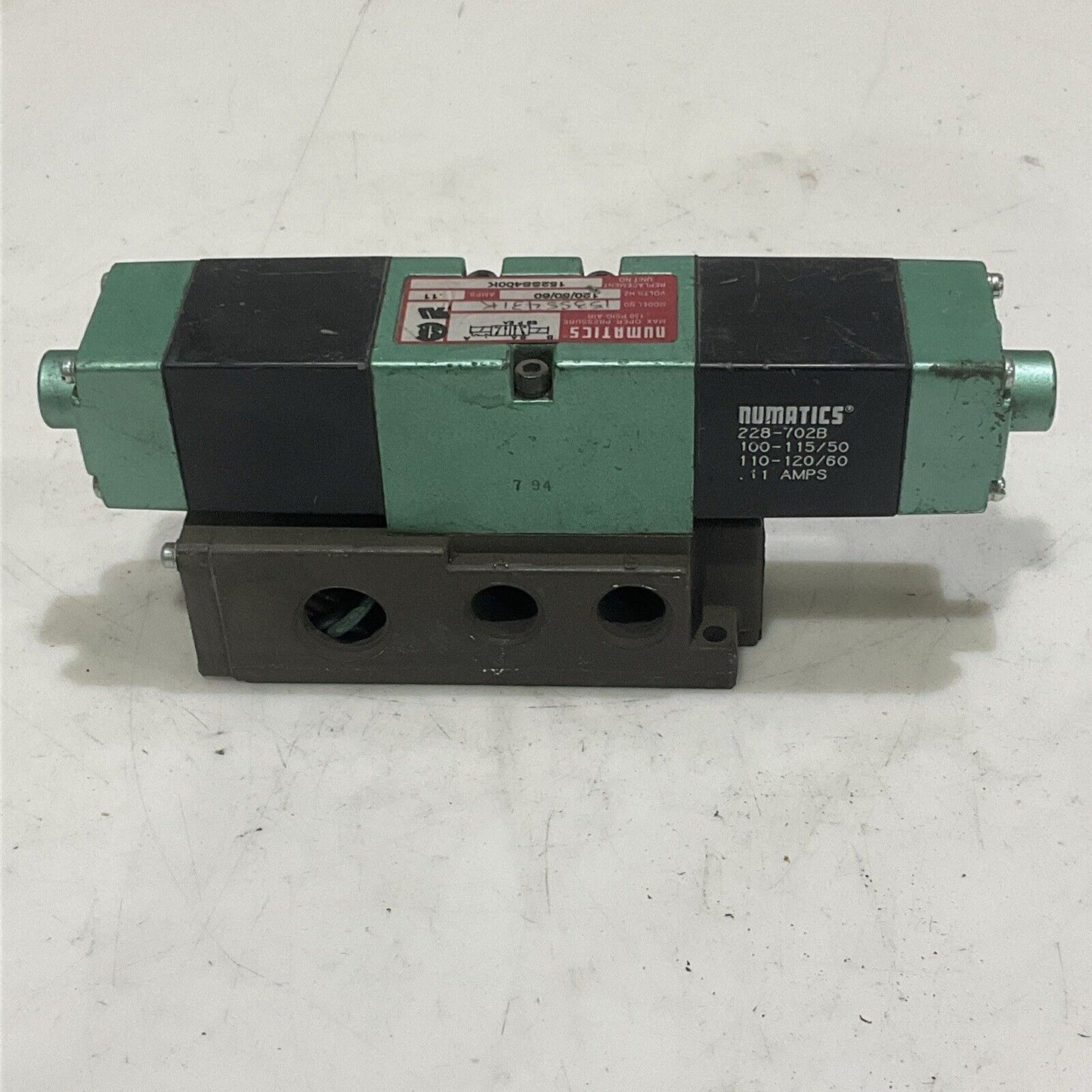 NUMATICS 153SS431K 228-702B PNEUMATIC SOLENOID VALVE 150 PSIG