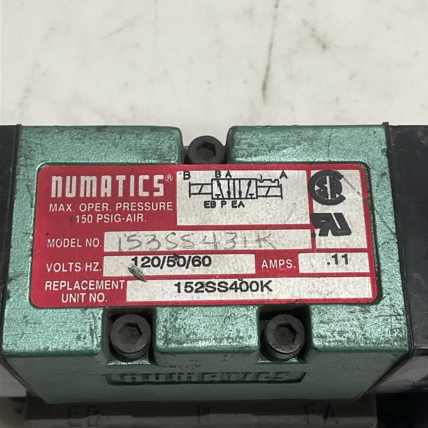 NUMATICS 153SS431K 228-702B PNEUMATIC SOLENOID VALVE 150 PSIG