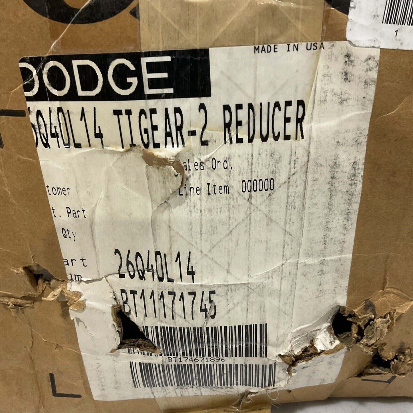 DODGE 26Q40L14 BT11171745 TI GEAR -2 REDUCER U3S