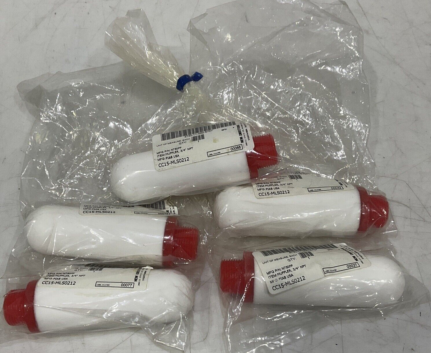 PIAB N750FF 3/4” NPT MUFFLER LOT OF 5 U3S