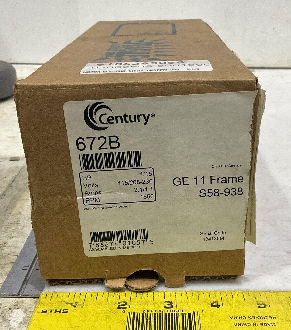 CENTURY 672B GE FRAME S58-938 15V ELECTRIC MOTOR 373