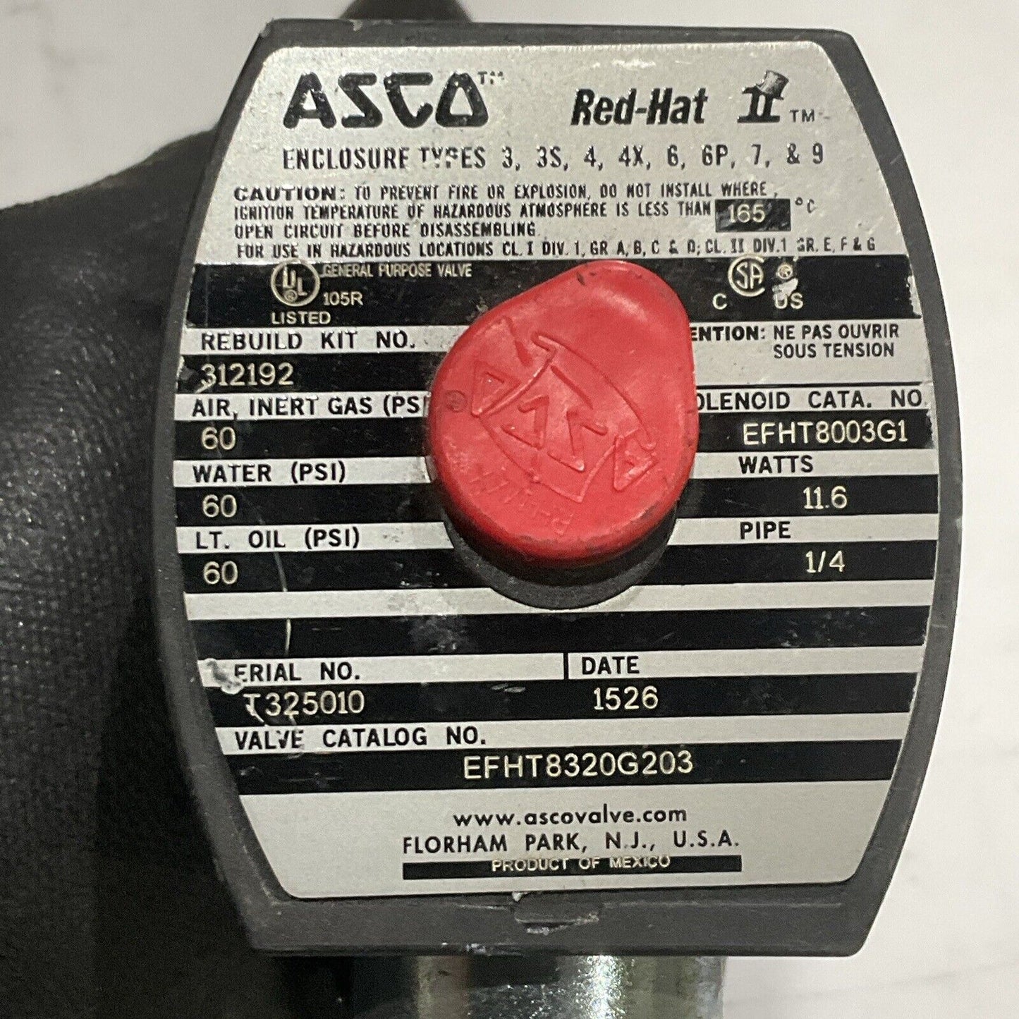 ASCO 312192 EFHT8320G203 SOLENOID VALVE 1/4 60 PSI 11.6 W LOT OF 3