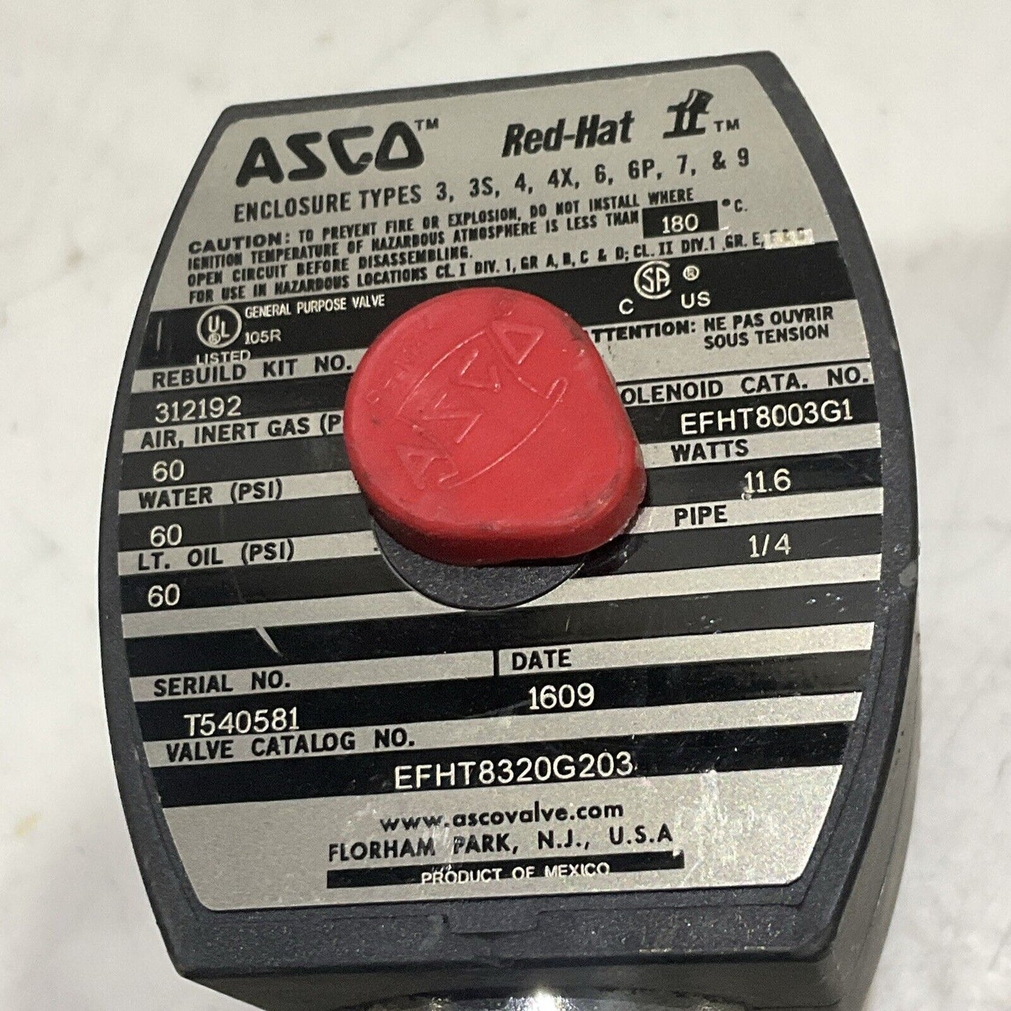 ASCO 312192 EFHT8320G203 SOLENOID VALVE 1/4 60 PSI 11.6 W LOT OF 3