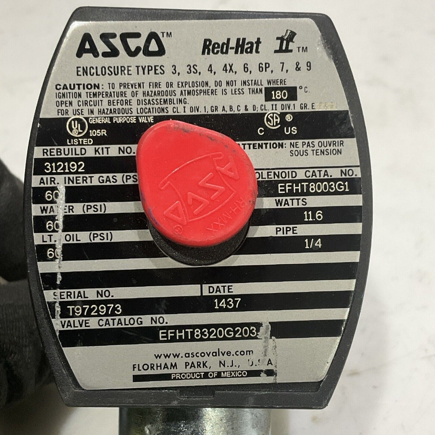 ASCO 312192 EFHT8320G203 SOLENOID VALVE 1/4 60 PSI 11.6 W LOT OF 3