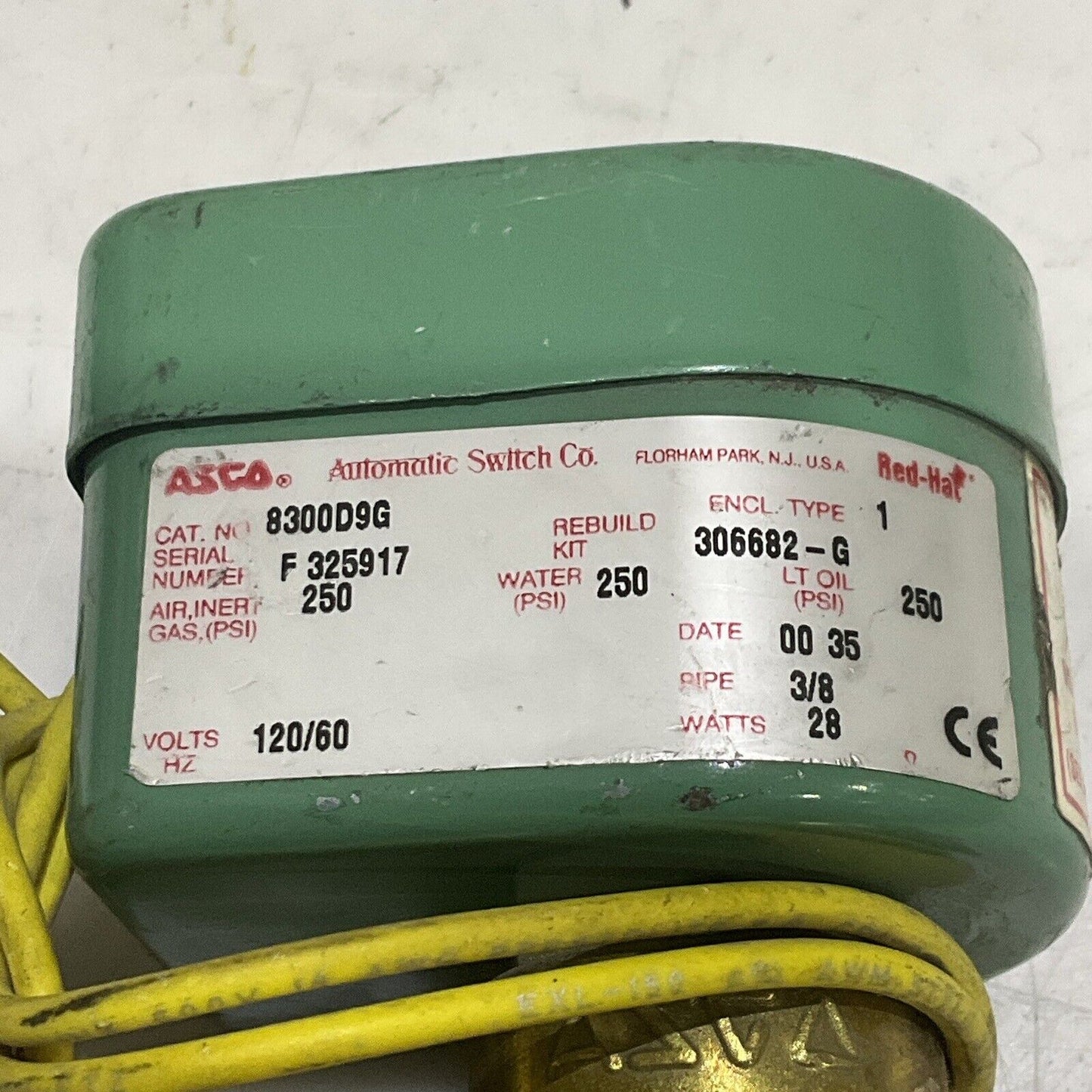 ASCO 8300D9G 306682-G SOLENOID VALVE 250 PSI 28W 3/8 PIPE