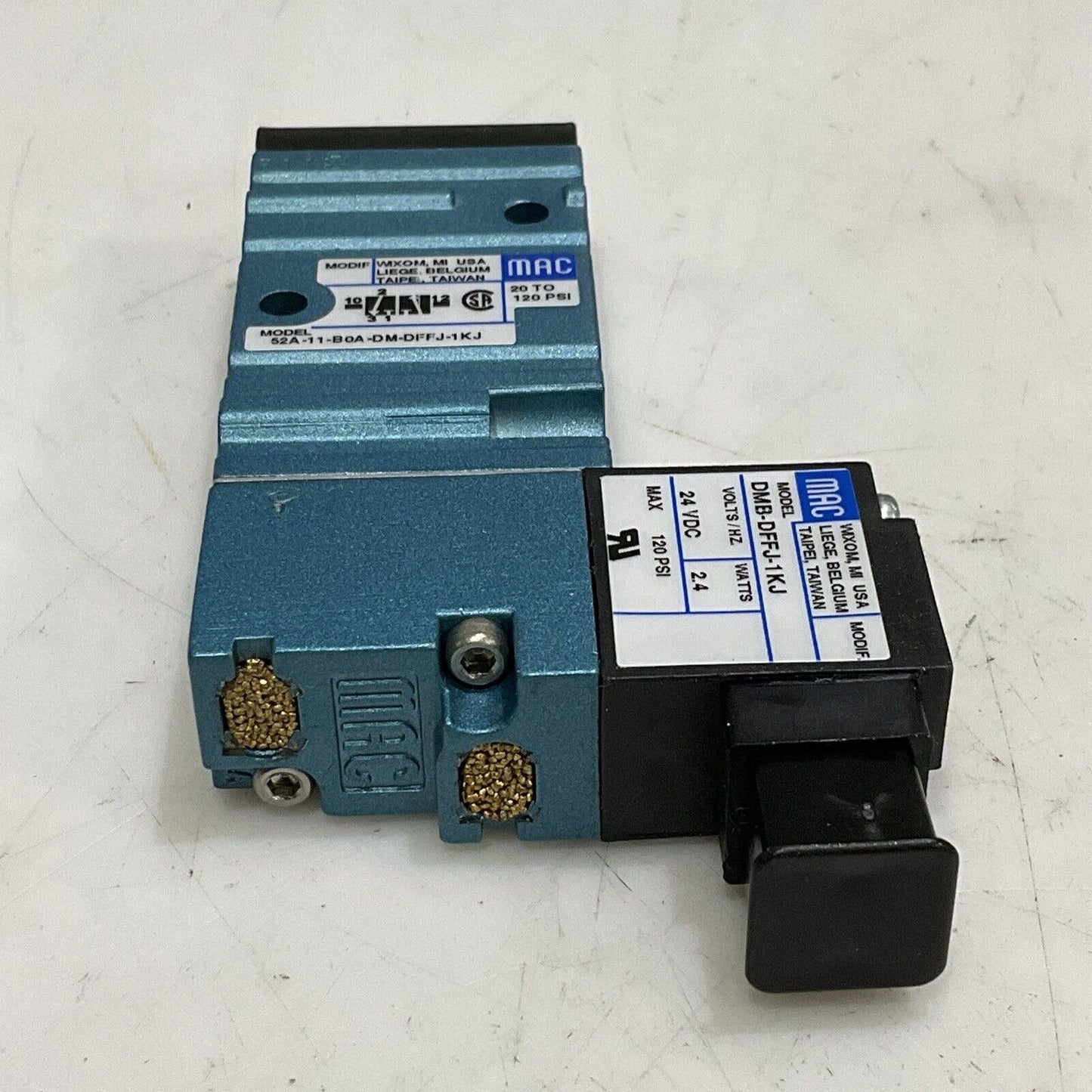 MAC 52A-11-B0A-DM-DFFJ-1KJ SOLENOID VALVE 3-WAY 24 VDC DMB-DFFJ-1KJ U3S