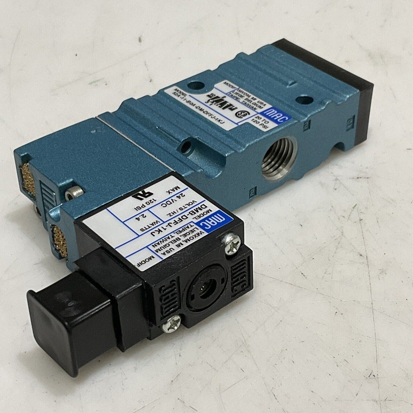 MAC 52A-11-B0A-DM-DFFJ-1KJ SOLENOID VALVE 3-WAY 24 VDC DMB-DFFJ-1KJ U3S