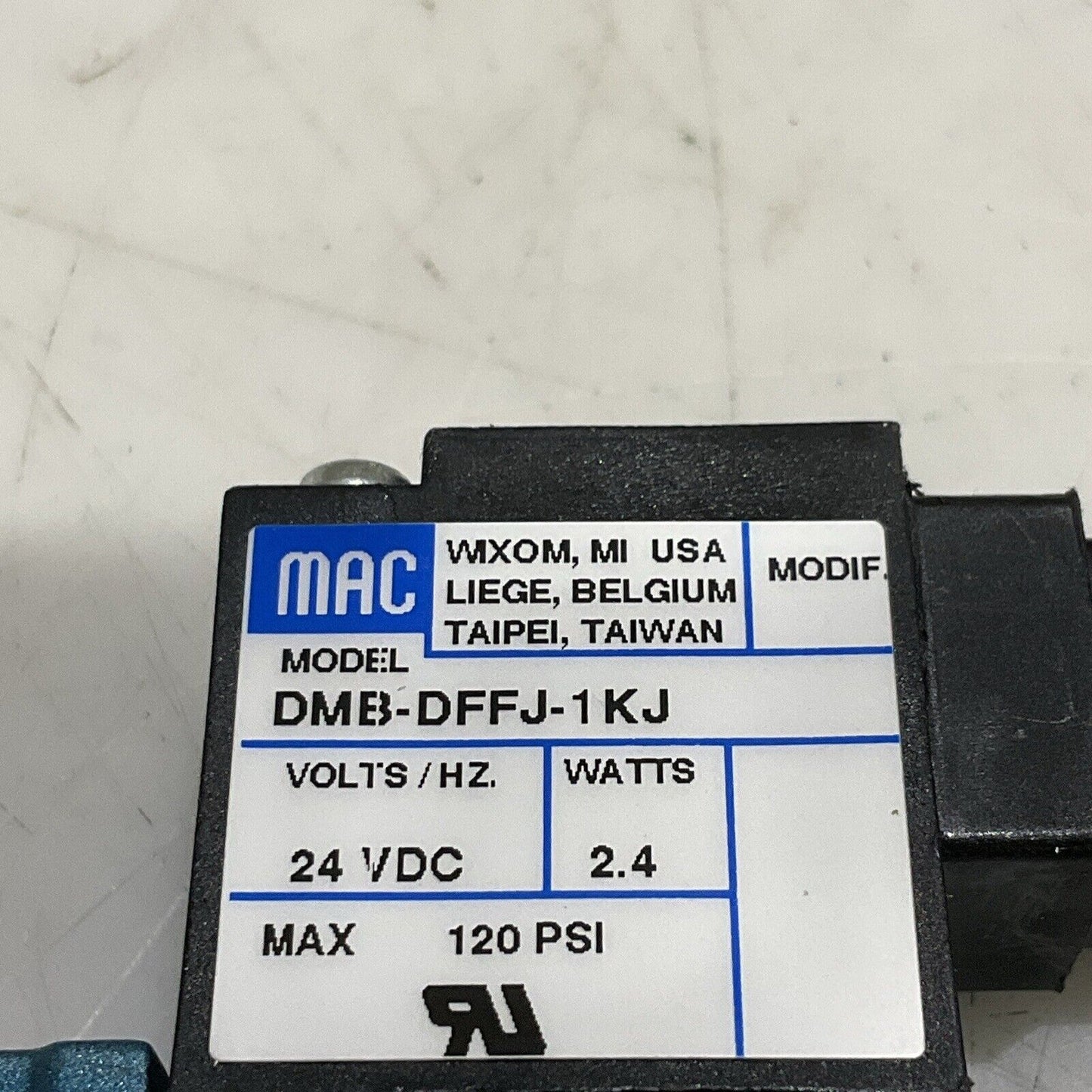 MAC 52A-11-B0A-DM-DFFJ-1KJ SOLENOID VALVE 3-WAY 24 VDC DMB-DFFJ-1KJ U3S