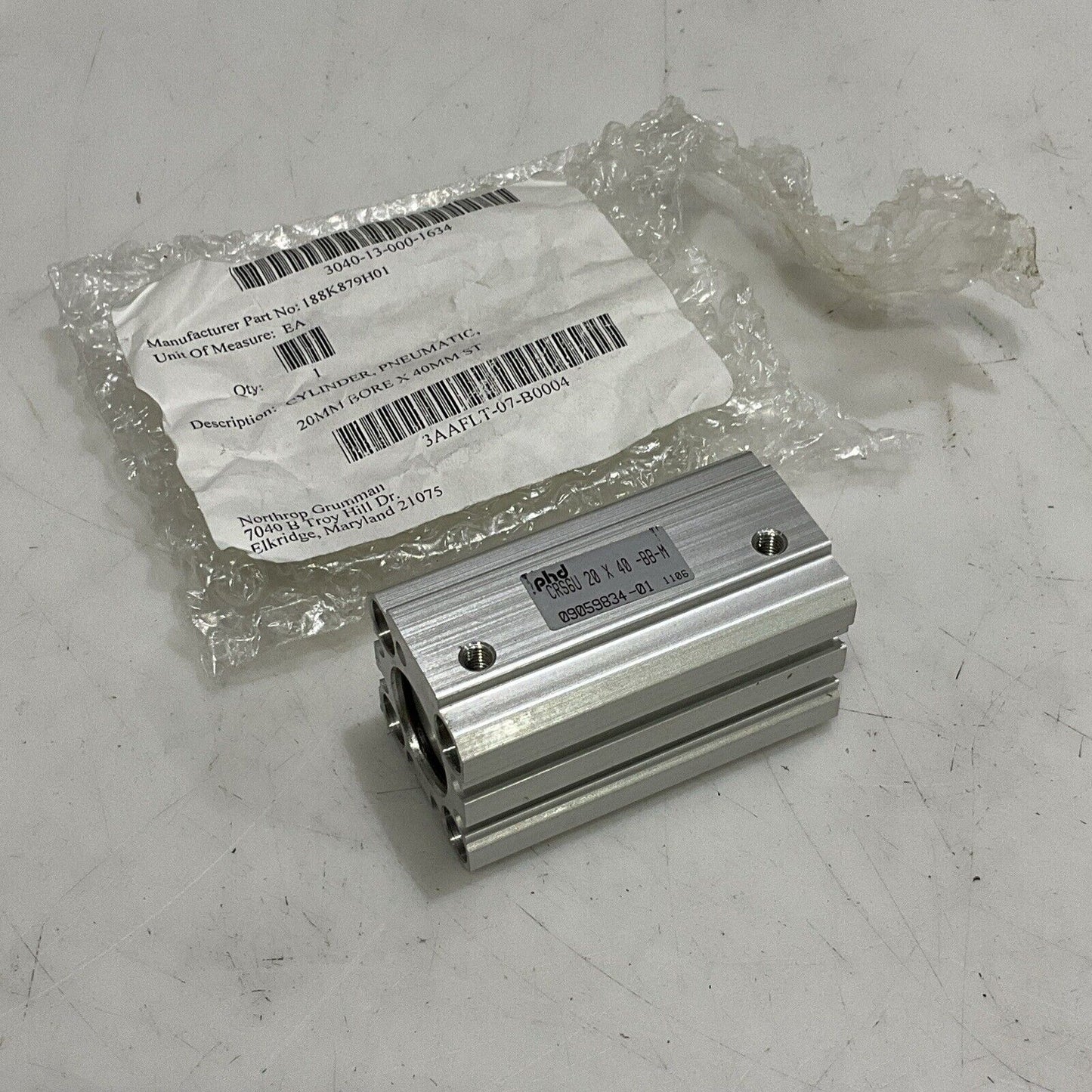 PHD CRS6U20X40-BB-M PNEUMATIC CYLINDER 20MM BORE X 40MM U3S