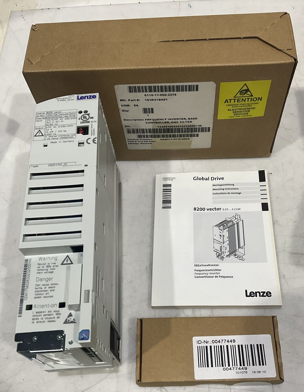 LENZE 8200 VECTOR E82EV152 INVERTER U3S