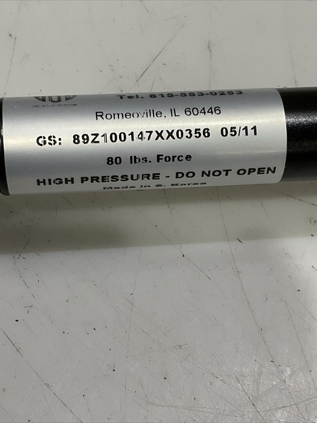 IGS VOLUMELINE 89Z100147XX0356 05/11 HIGH PRESSURE GAS SPRING 80 LBS U3S
