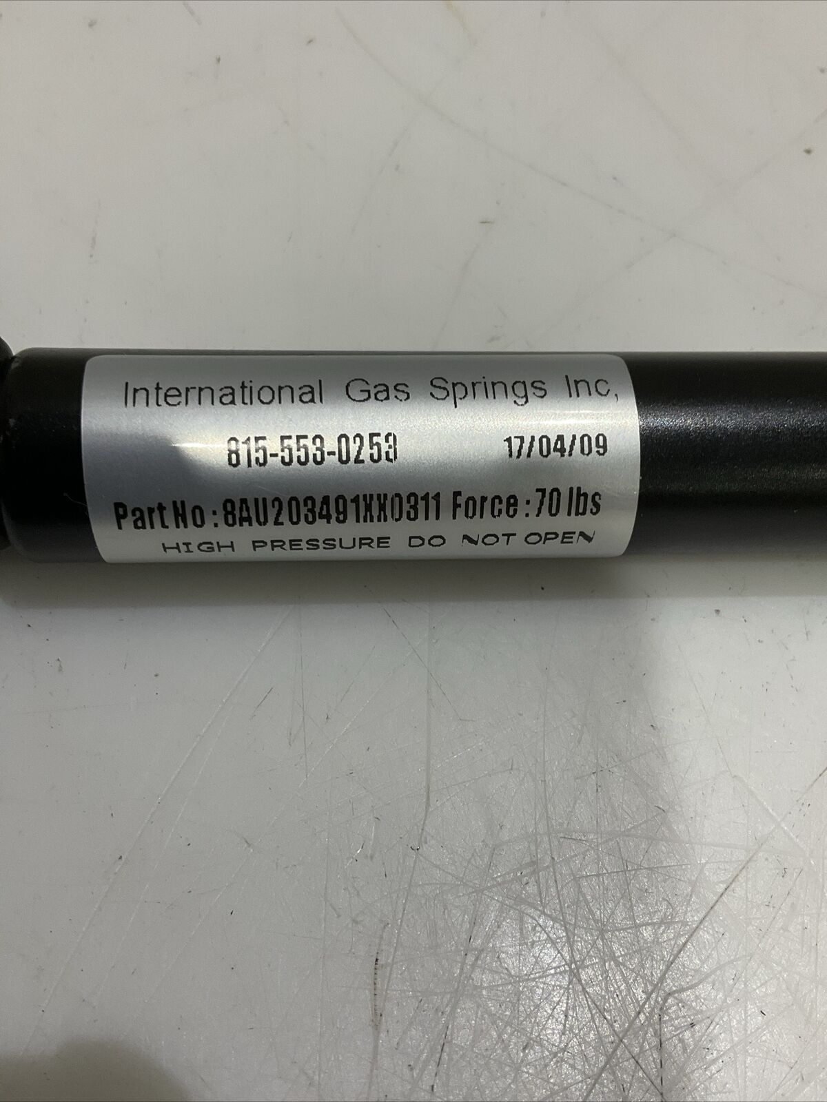 IGS 8AU203491XX0311 HIGH PRESSURE GAS SPRING 70LBS U3S