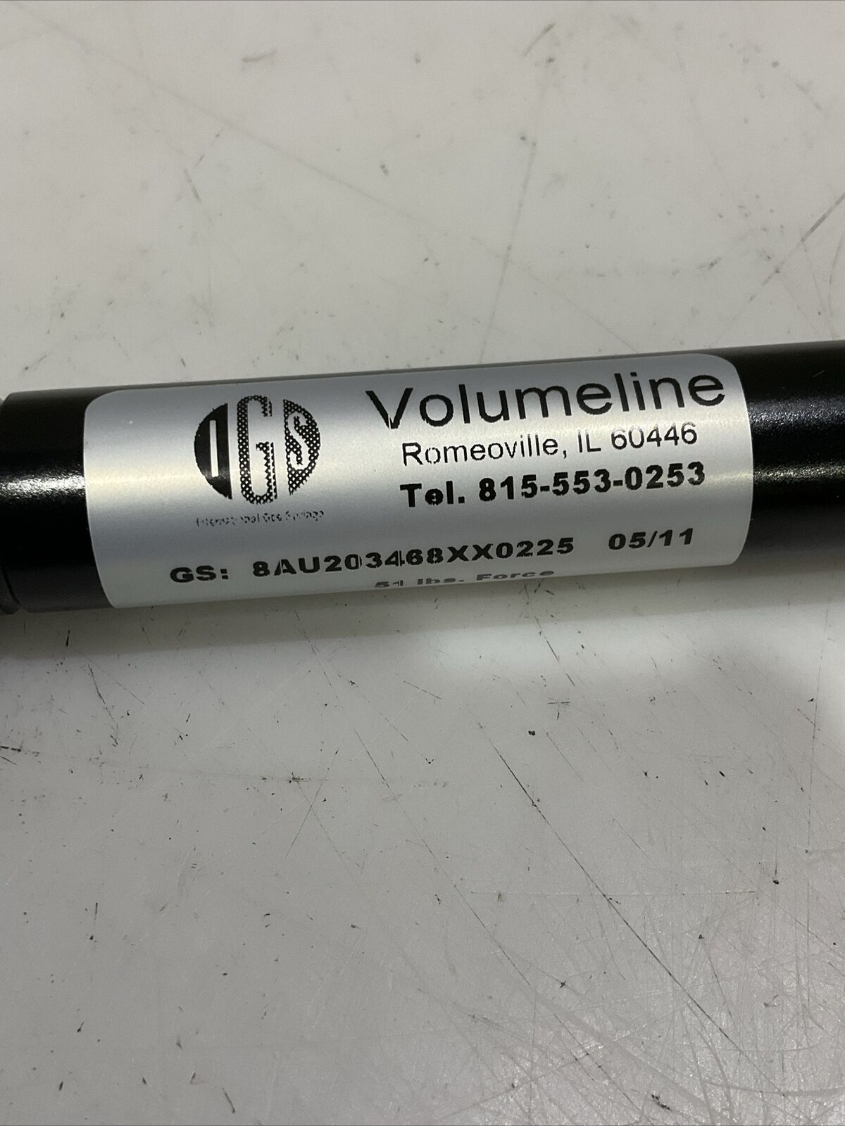 IGS VOLUMELINE 8AU203468XX0225 HIGH PRESSURE GAS SPRING 51 LBS U3S