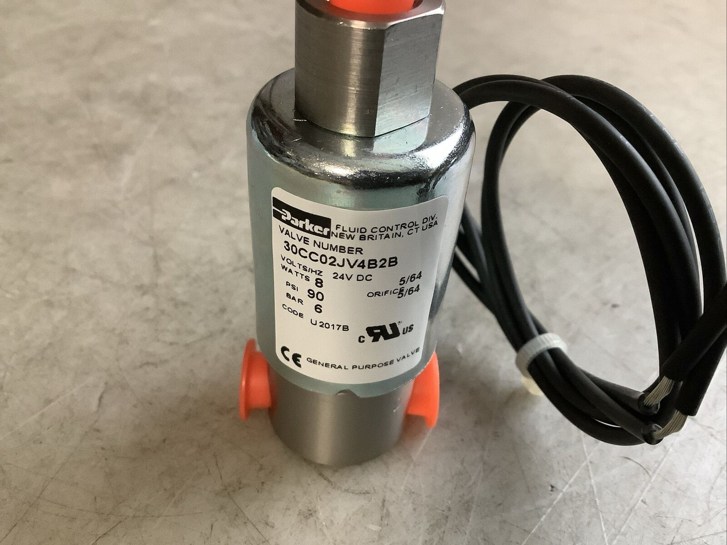 PARKER 30CC02JV4B2B SOLENOID VALVE 3-WAY 24VDC 5/64IN RM6