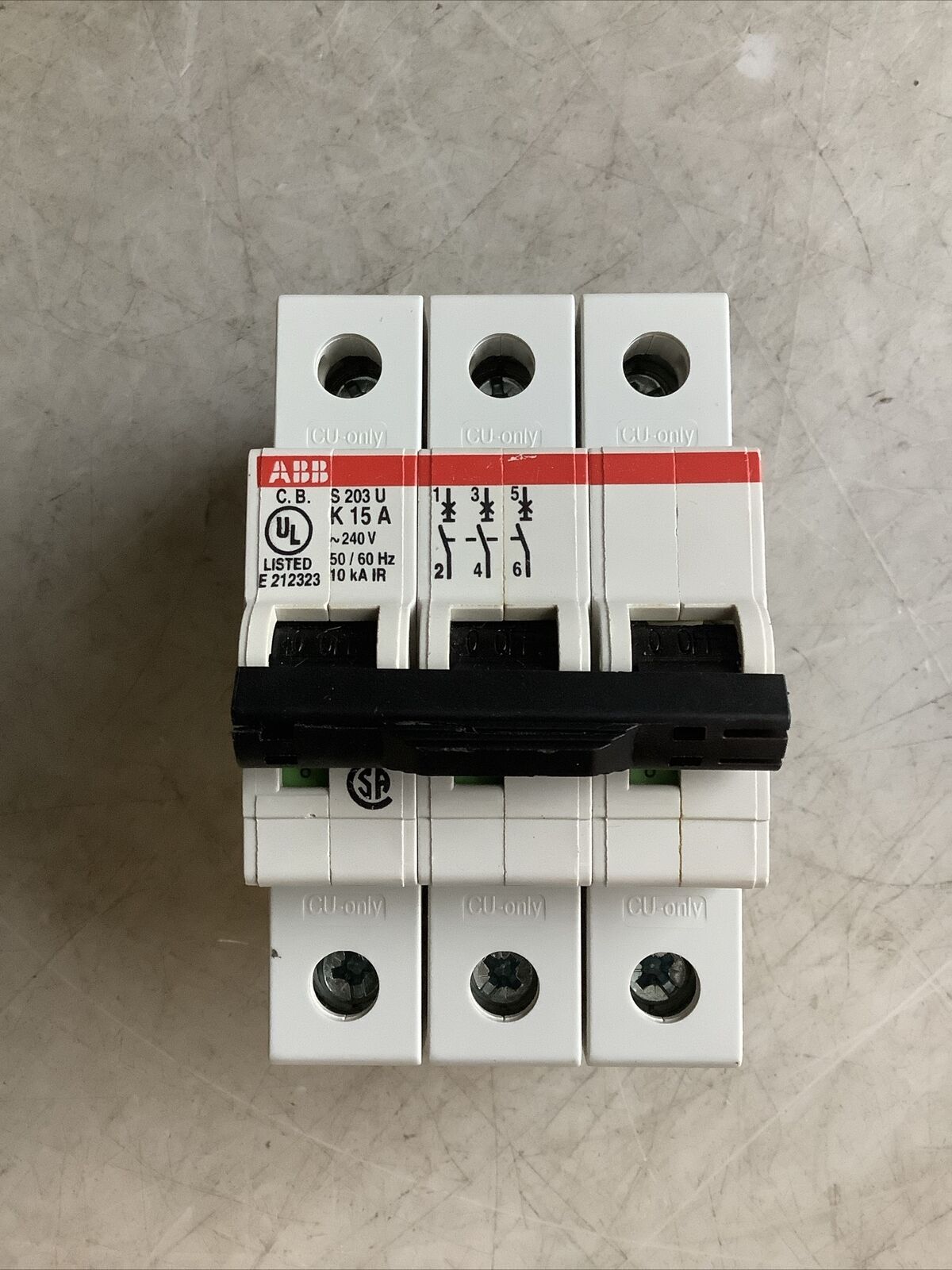 ABB S203U-K15 CIRCUIT BREAKER 15A 240V 3 POLE U3S