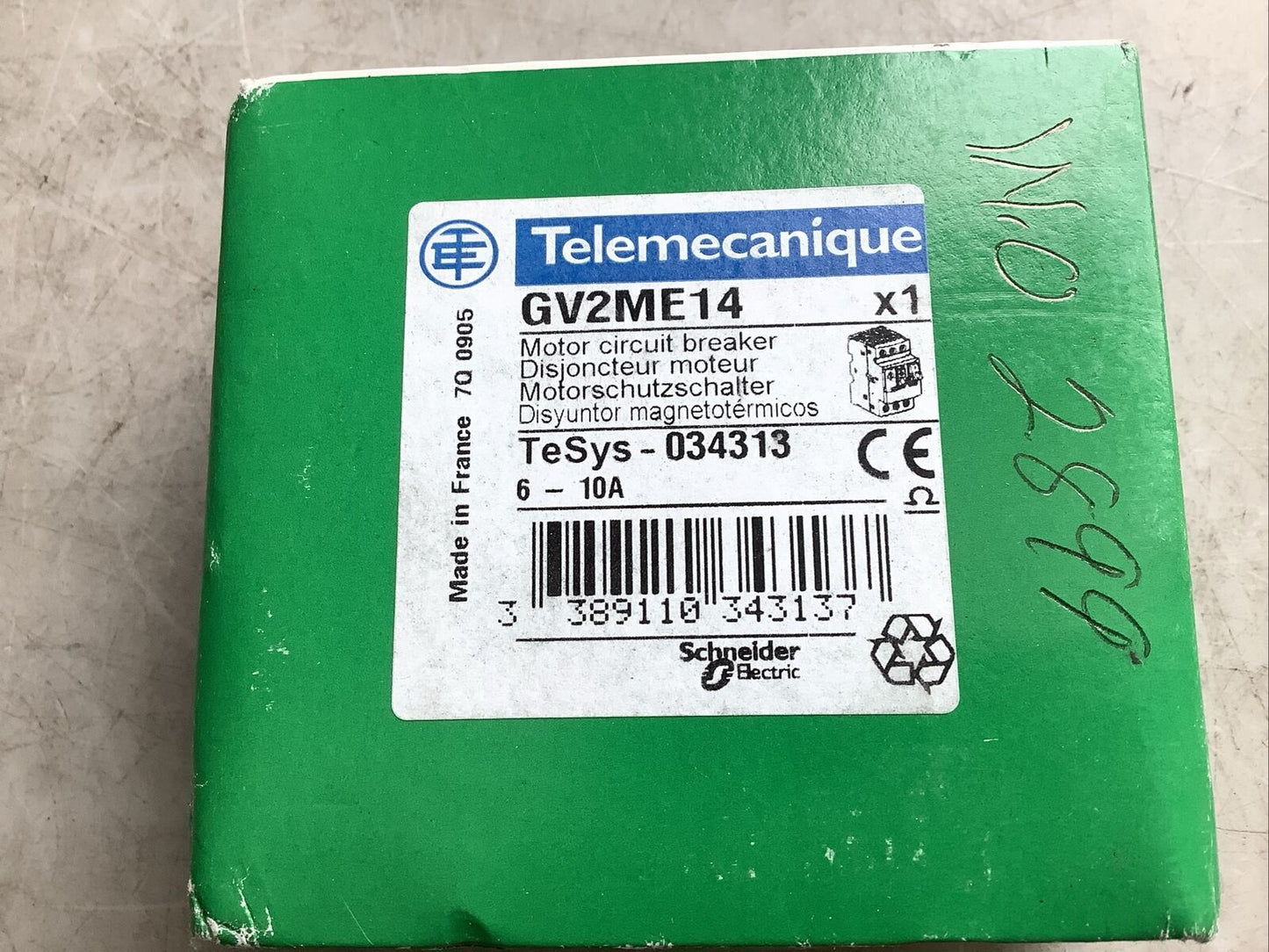 SCHNEIDER ELECTRIC GV2ME14 MOTOR CIRCUIT BREAKER 6-10A U3S